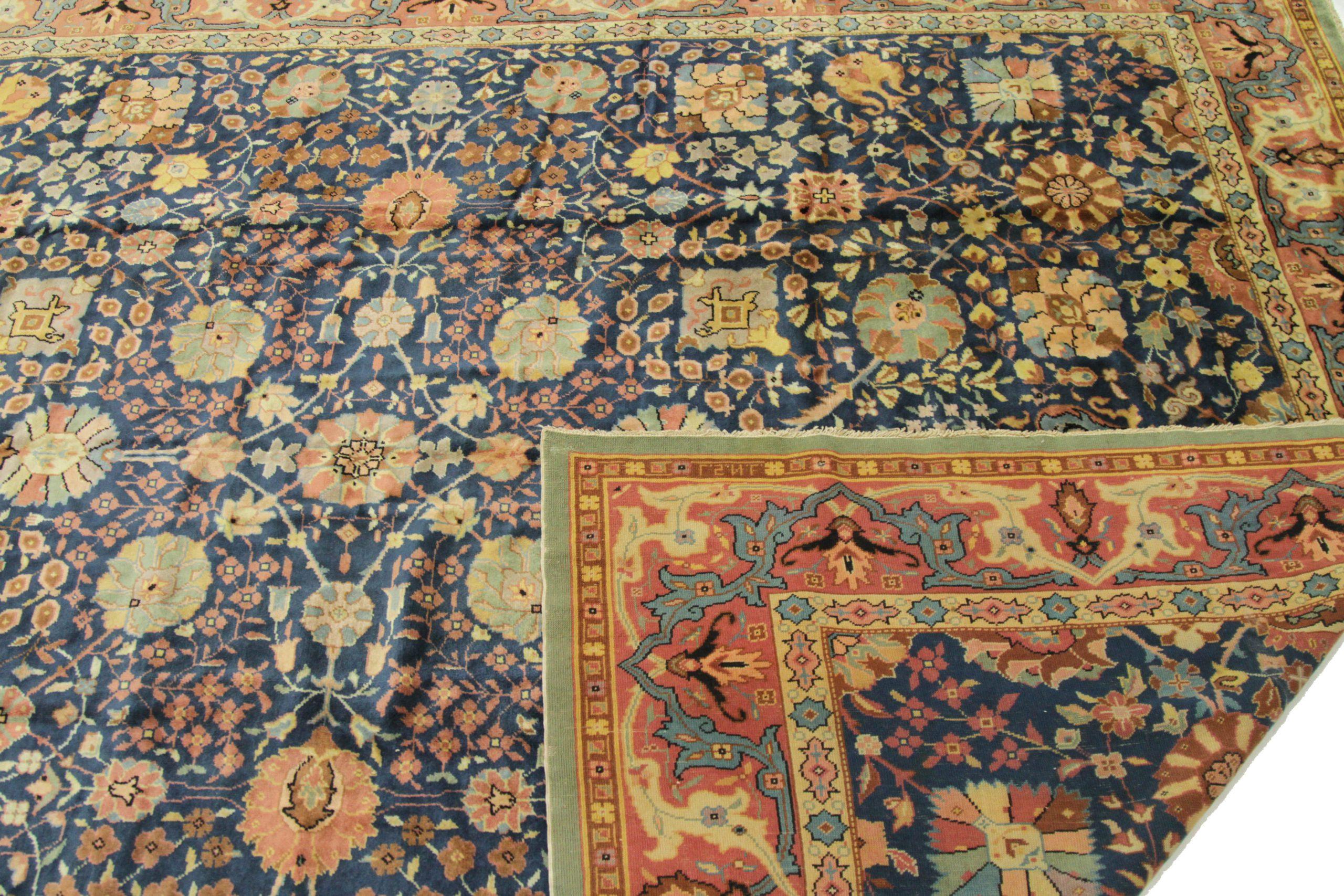 Englische Afghanistan-Teppiche Circa 1910 - Wolle Elfenbein Marineblau Rot 72109 (20. Jahrhundert) im Angebot