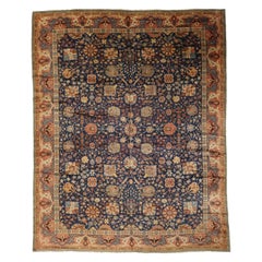 Tapis d'Afghanistan datant d'environ 1910 - Laine ivoire bleu marine bleu rouge 72109