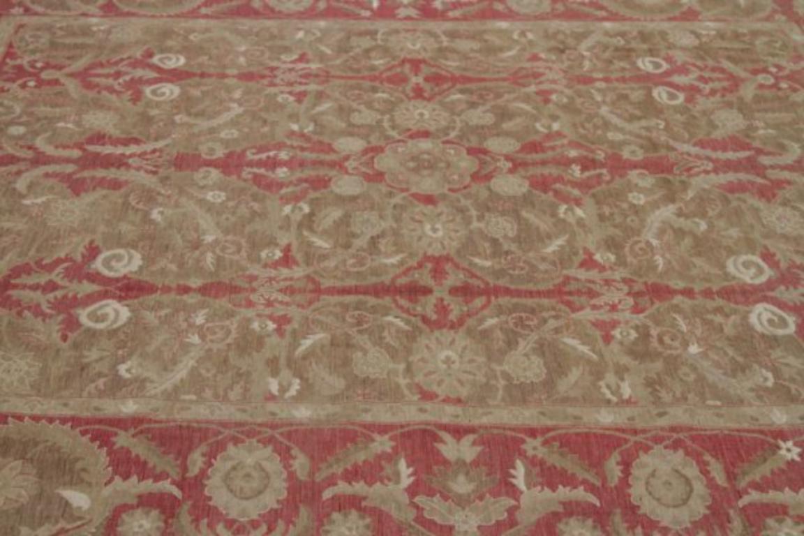 Tribal Afghanistan Haji Jalili Area Rugs Circa 1990 - Wool Brown Pink Red - 91937 For Sale