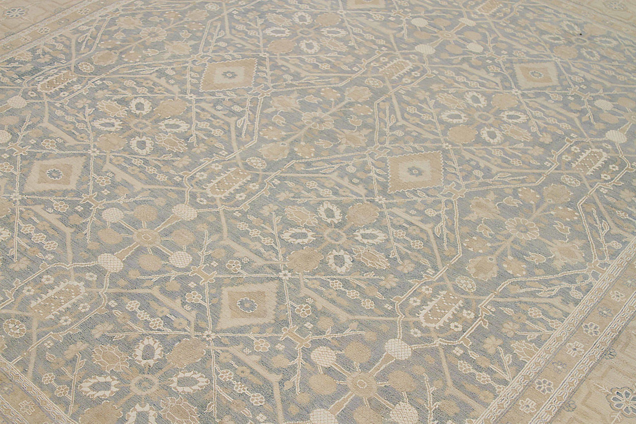 Afghanistan Haji Jalili-Teppiche Circa 1990 - Wolle Grau Elfenbein Taupe - 92415 im Zustand „Hervorragend“ im Angebot in Dallas, TX