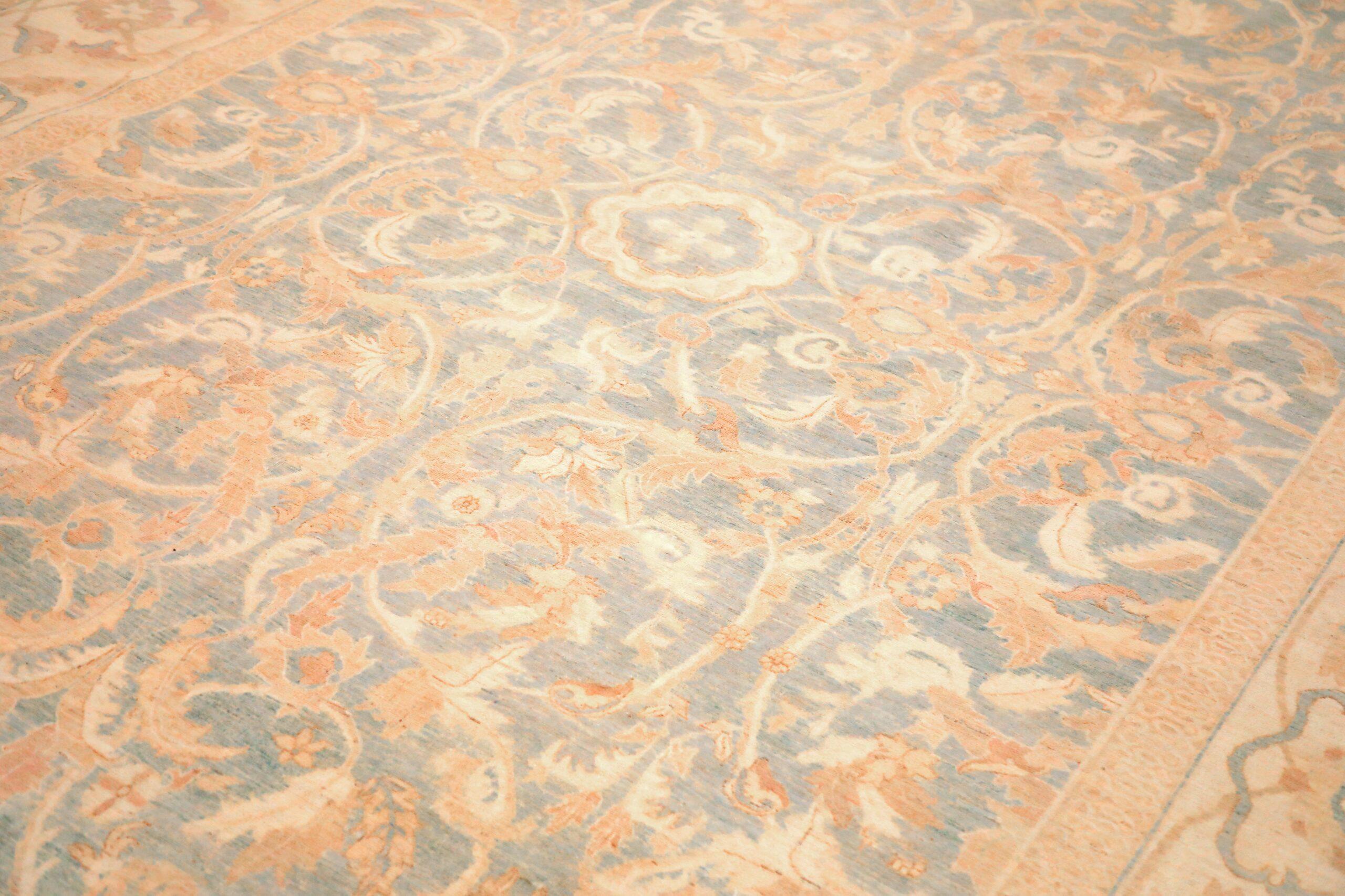 Tribal Tapis d'Afghanistan Haji Jalili - Design en laine bleu ivoire - 93883 en vente