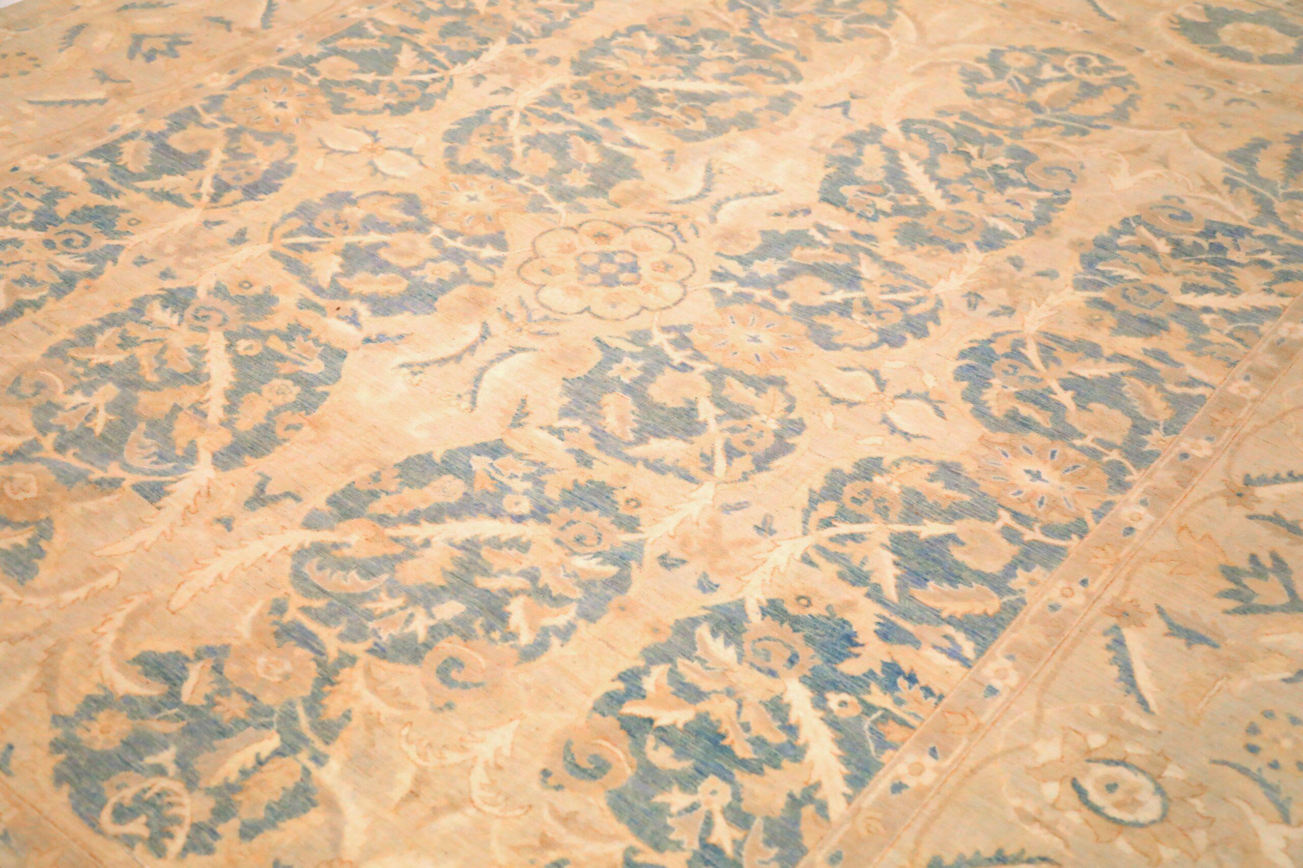 Tribal Tapis d'Afghanistan Haji Jalili - Design en laine bleu ivoire - 93885 en vente