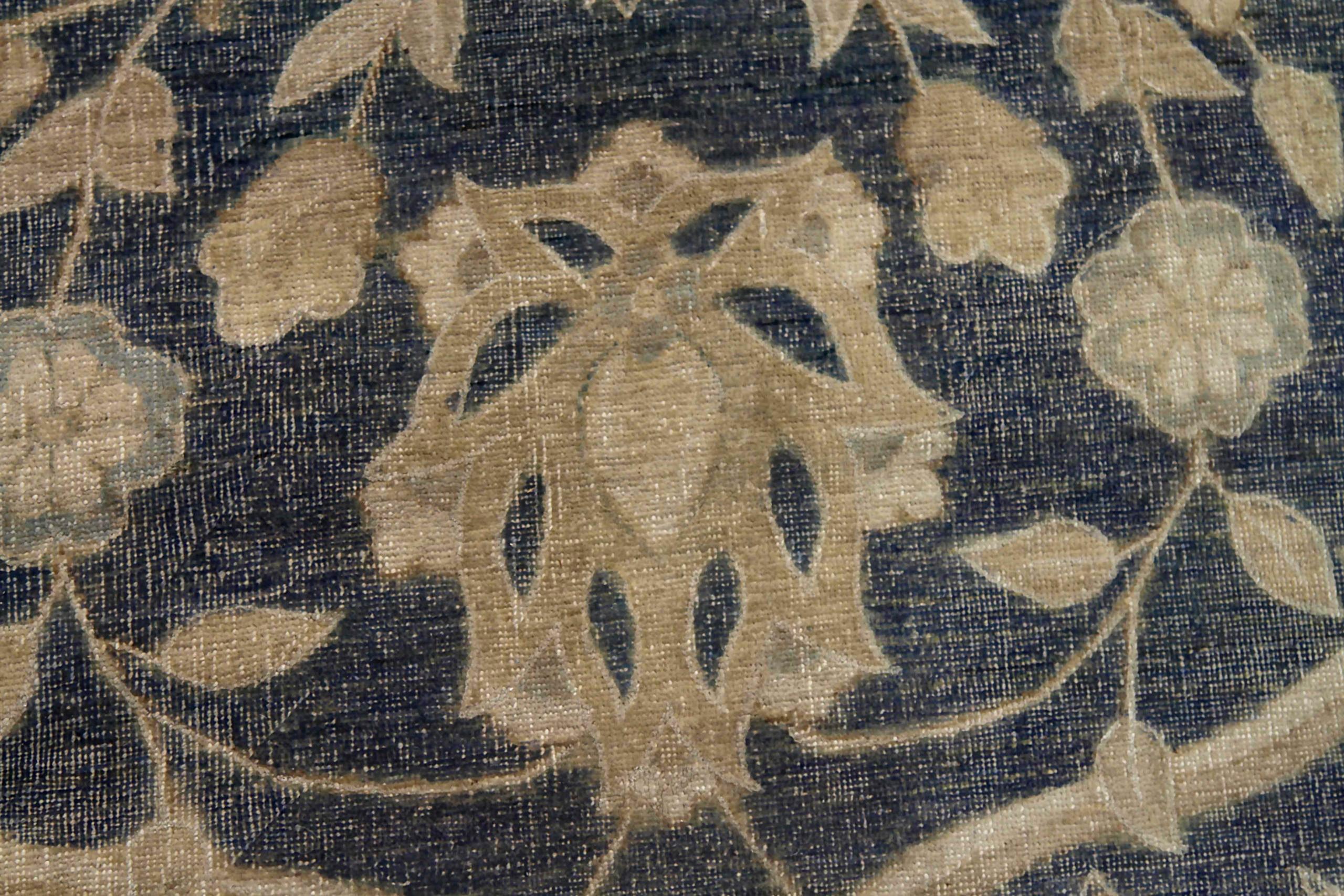20ième siècle Afghanistan Haji Jalili Over Size Rug Circa 1990 - Laine Ivoire Bleu marine - 91918 en vente
