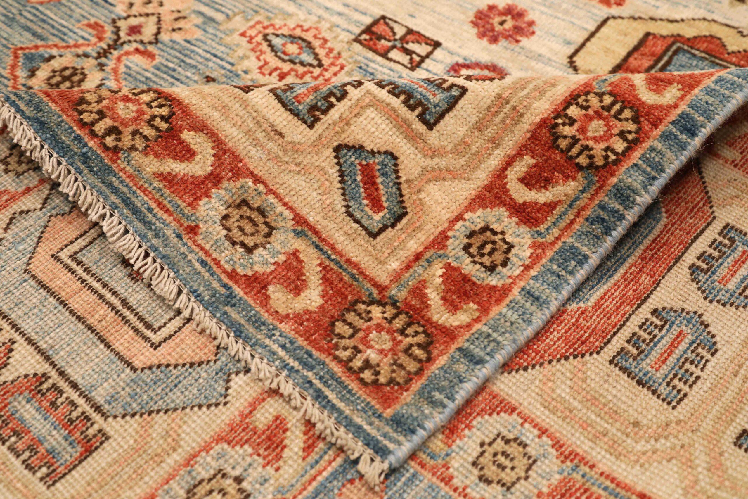 Tribal Afghanistan Heriz Area Rugs - Wool Blue Design - 96407 For Sale