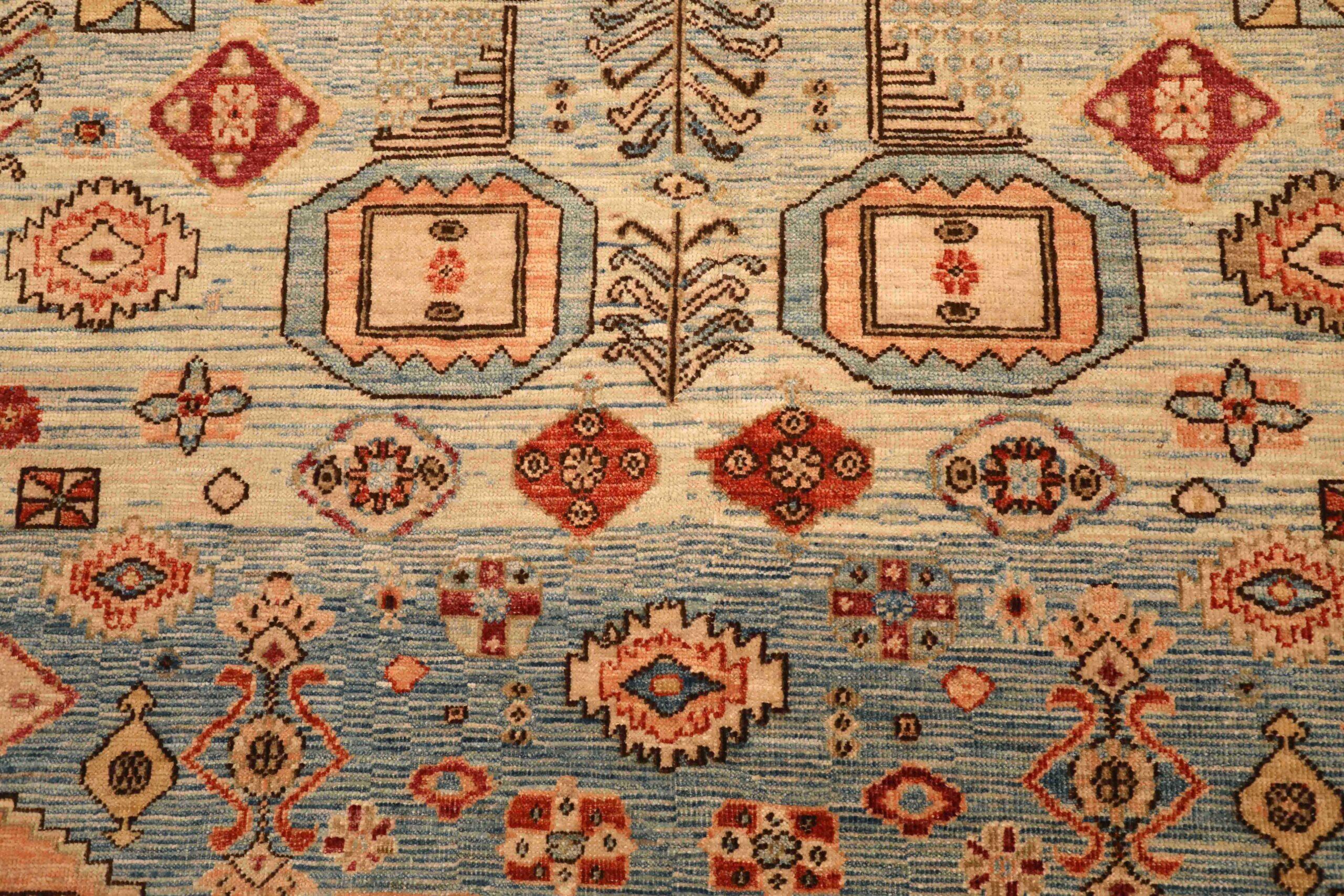 Afghanistan Heriz Area Rugs - Wool Blue Design - 96407 In Excellent Condition For Sale In Dallas, TX