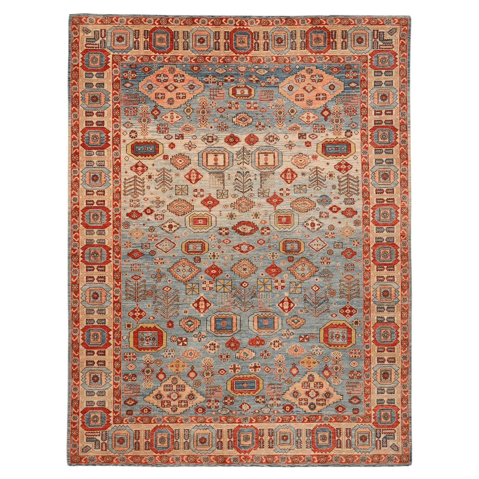 Afghanistan Heriz-Teppiche - Wollblau Design - 96407