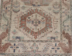 Afghanistan Heriz-Serapi Runner with Ivory Field and Soft Green Accents