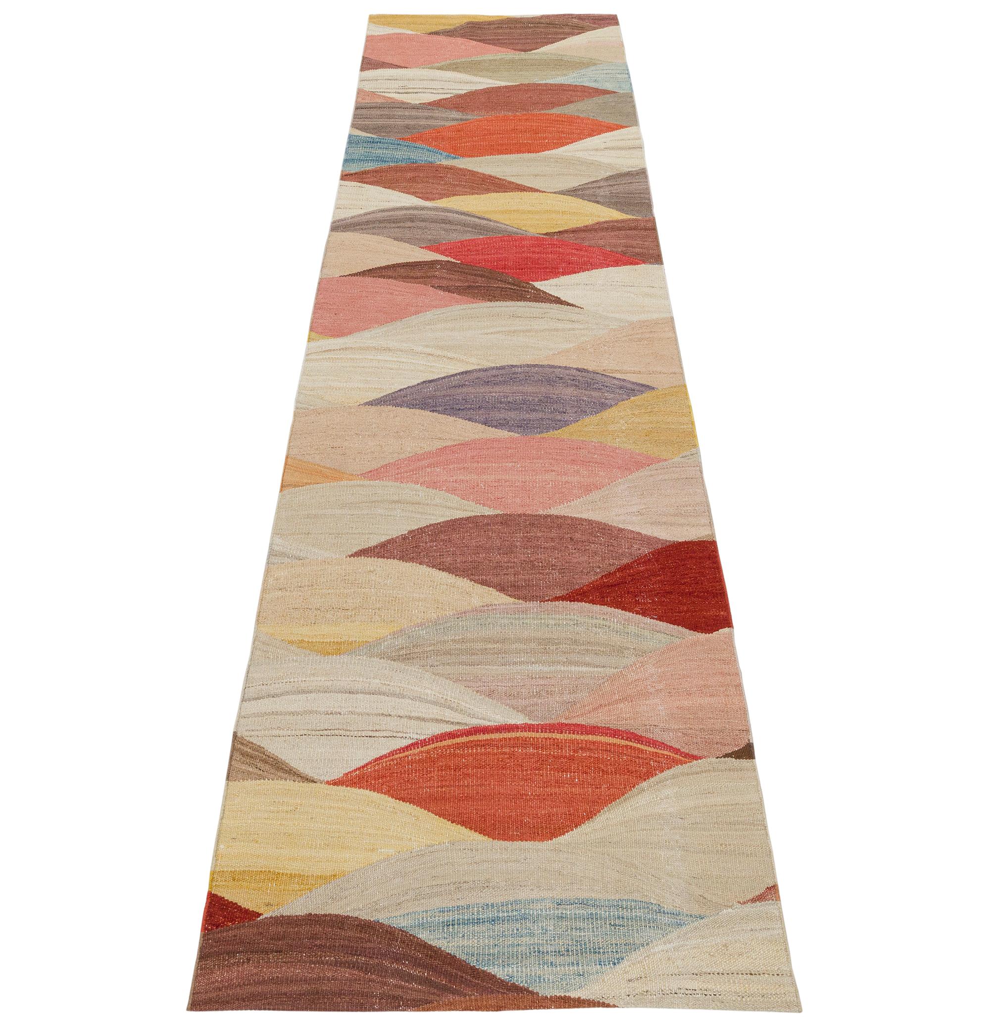 Afghanistan Kalach Multicolor Flatweave Runner Rug In New Condition For Sale In New York, NY