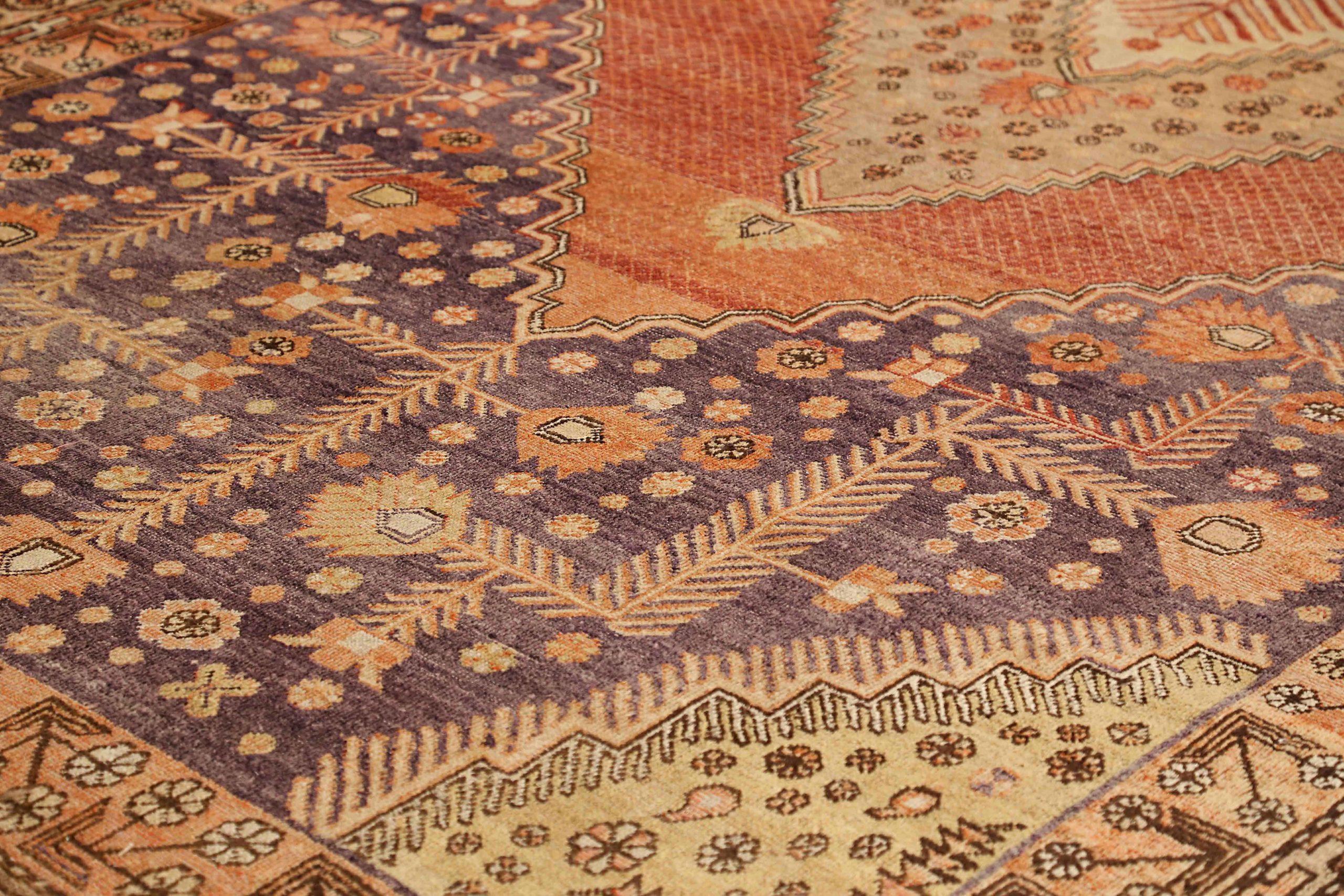 Afghanistan Khotan Area Rugs - Wool Brown Ivory Purpel Red 71862 In Excellent Condition For Sale In Dallas, TX