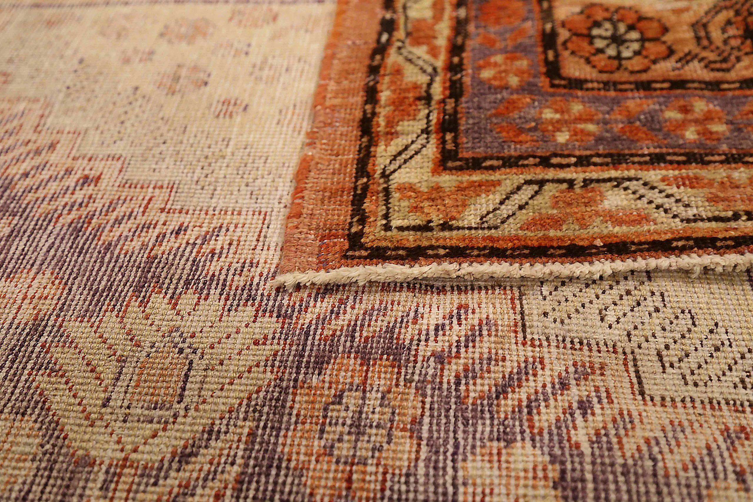 20th Century Afghanistan Khotan Area Rugs - Wool Brown Ivory Purpel Red 71862 For Sale
