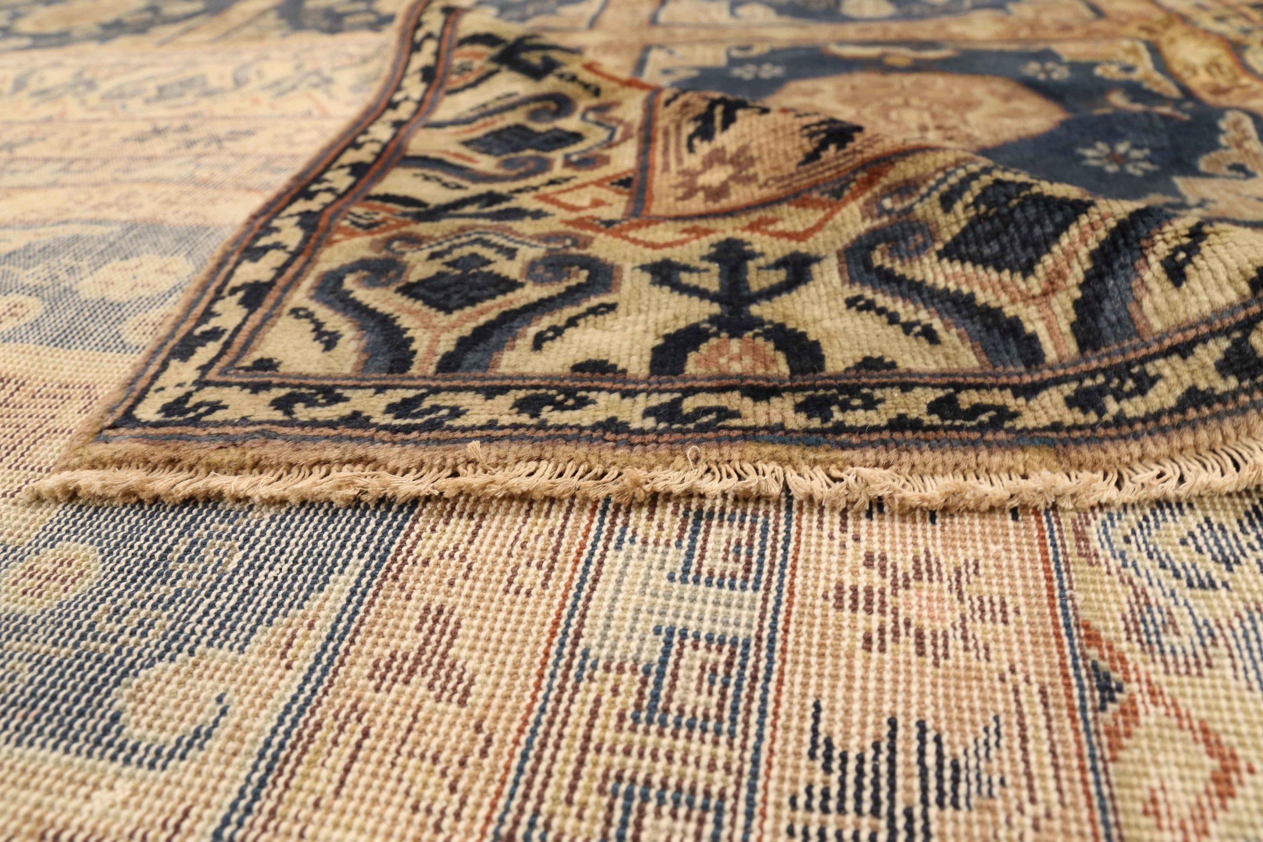 Afghanistan Khotan-Teppiche Circa 1940 - Wolle Blau Elfenbein 72520 im Zustand „Hervorragend“ im Angebot in Dallas, TX