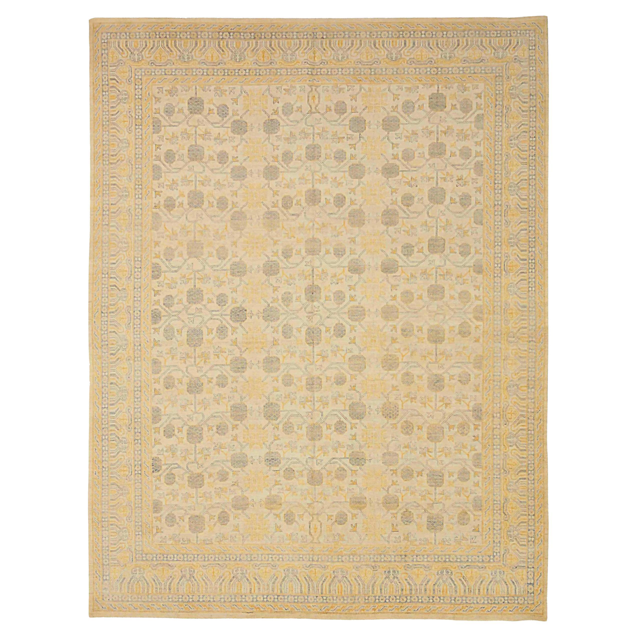 Tappeti Afghanistan Khotan Circa 1990 - Lana Marrone Avorio Giallo Design - 91925