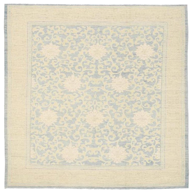 Tapis Khotan d'Afghanistan, motif bleu ivoire en laine - 92079