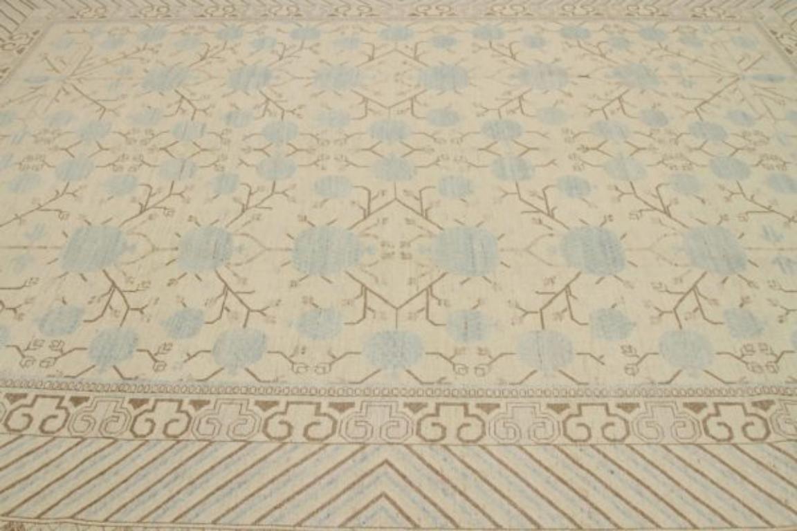 Afghanistan Khotan Teppiche - Wolle Braun Elfenbein Hellblau - 92076 (Stammeskunst) im Angebot