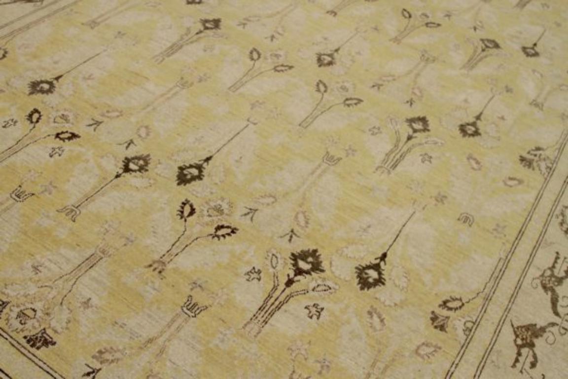 Afghanistan Khotan Teppiche - Wolle Braun Elfenbein Gelb Design - 92072 im Zustand „Hervorragend“ im Angebot in Dallas, TX