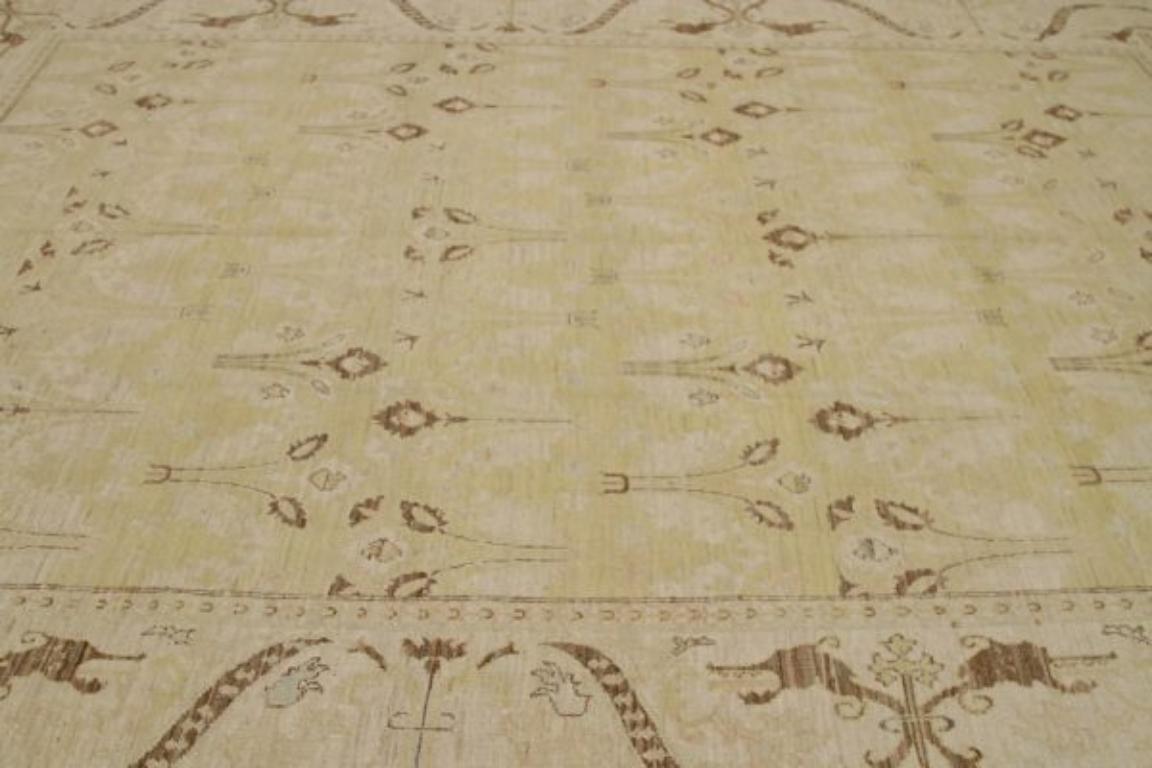 Afghanistan Khotan Area Rugs - Wolle Braun Elfenbein Gelb Design - 92073 (Stammeskunst) im Angebot