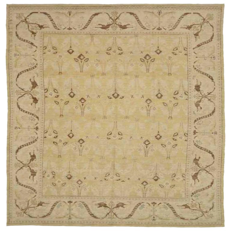 Afghanistan Khotan Area Rugs - Wolle Braun Elfenbein Gelb Design - 92073