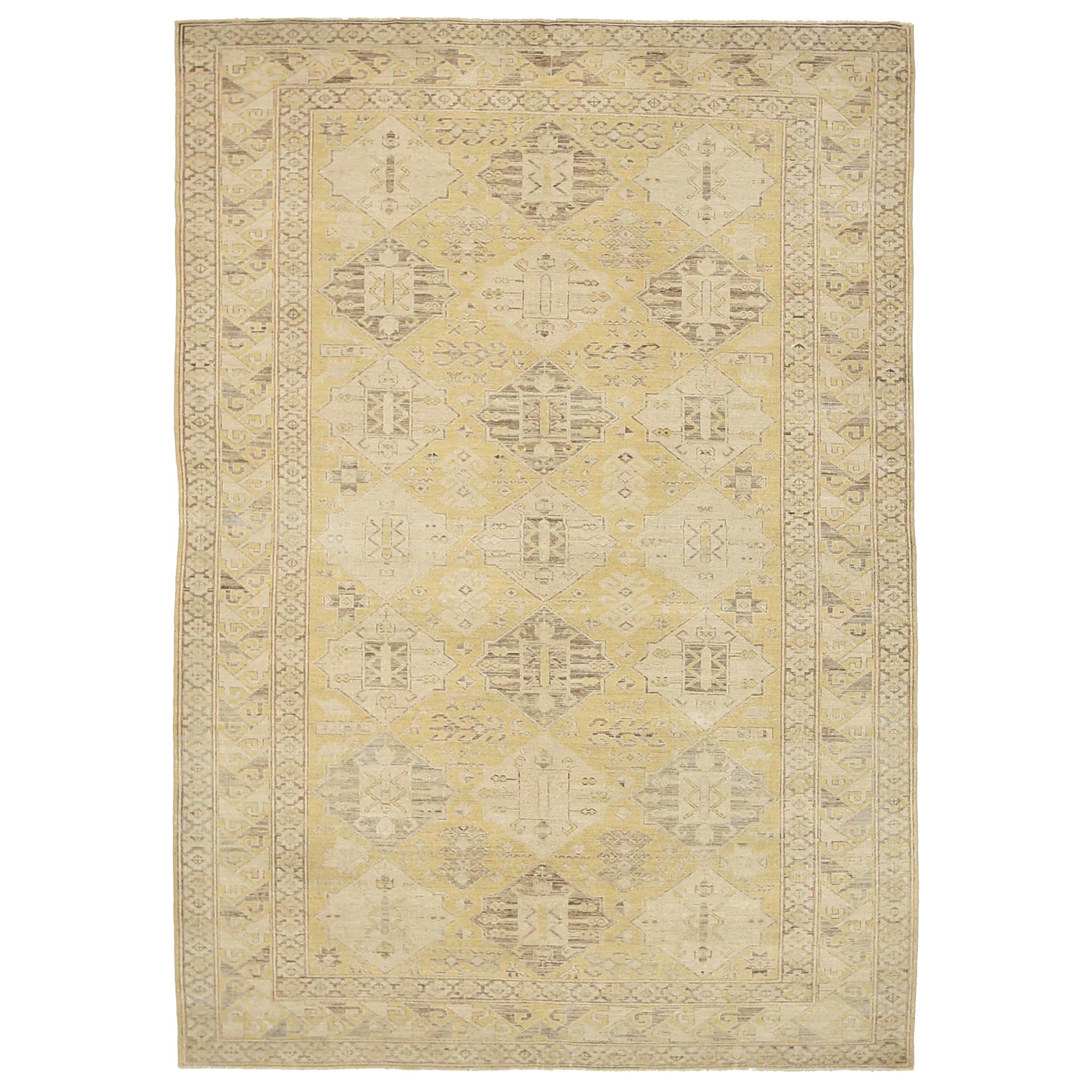 Tappeti Afghanistan Khotan - Lana Marrone Avorio Disegno Giallo - 92080