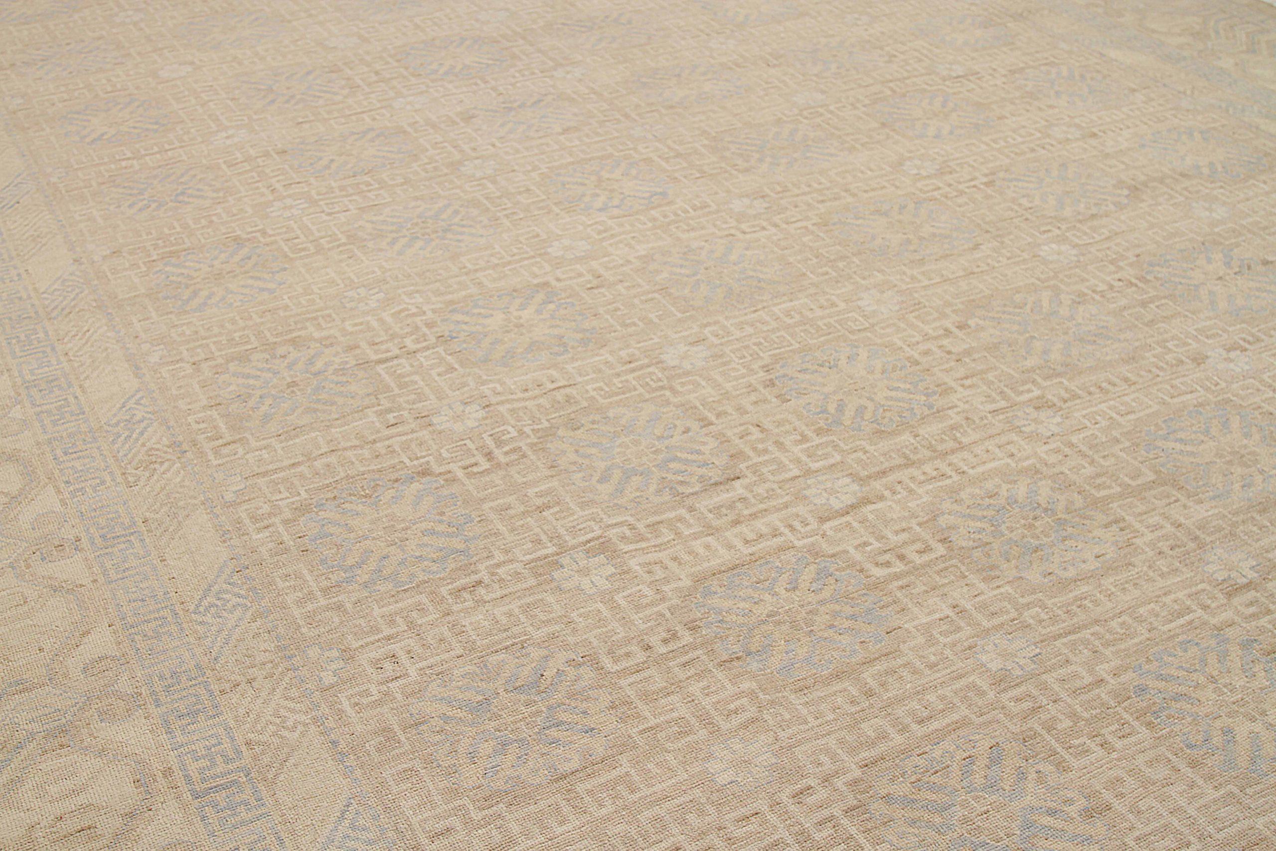 Afghanistan Khotan Over Size Rug Circa 1990 - Wool Blue Ivory Taupe - 92440 In Excellent Condition For Sale In Dallas, TX