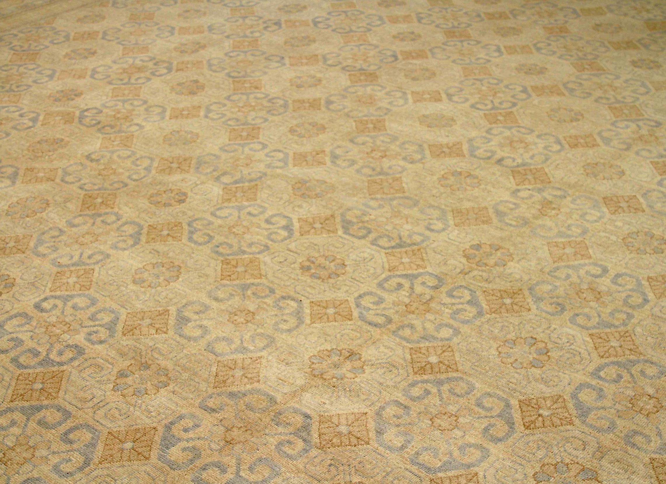 Afghanistan Khotan Over Size Teppich CIRCA 1990 - Wolle Blau Elfenbein Gelb - 90581 (Afghanisch) im Angebot