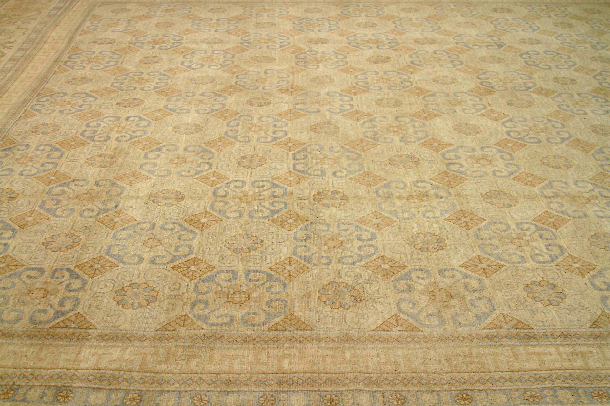 Afghanistan Khotan Over Size Teppich CIRCA 1990 - Wolle Blau Elfenbein Gelb - 90581 im Zustand „Hervorragend“ im Angebot in Dallas, TX