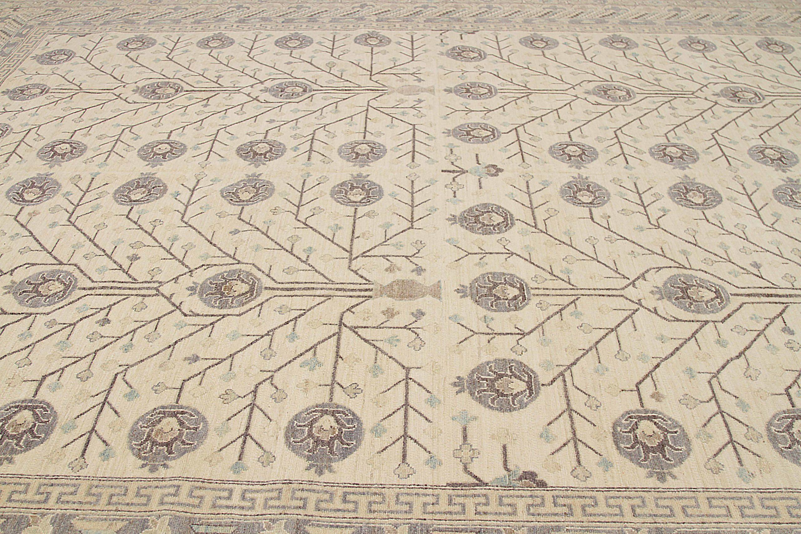 Afghano Tappeto Afghanistan Khotan Over Size Circa 1990 - Lana Avorio Design - 92429 in vendita