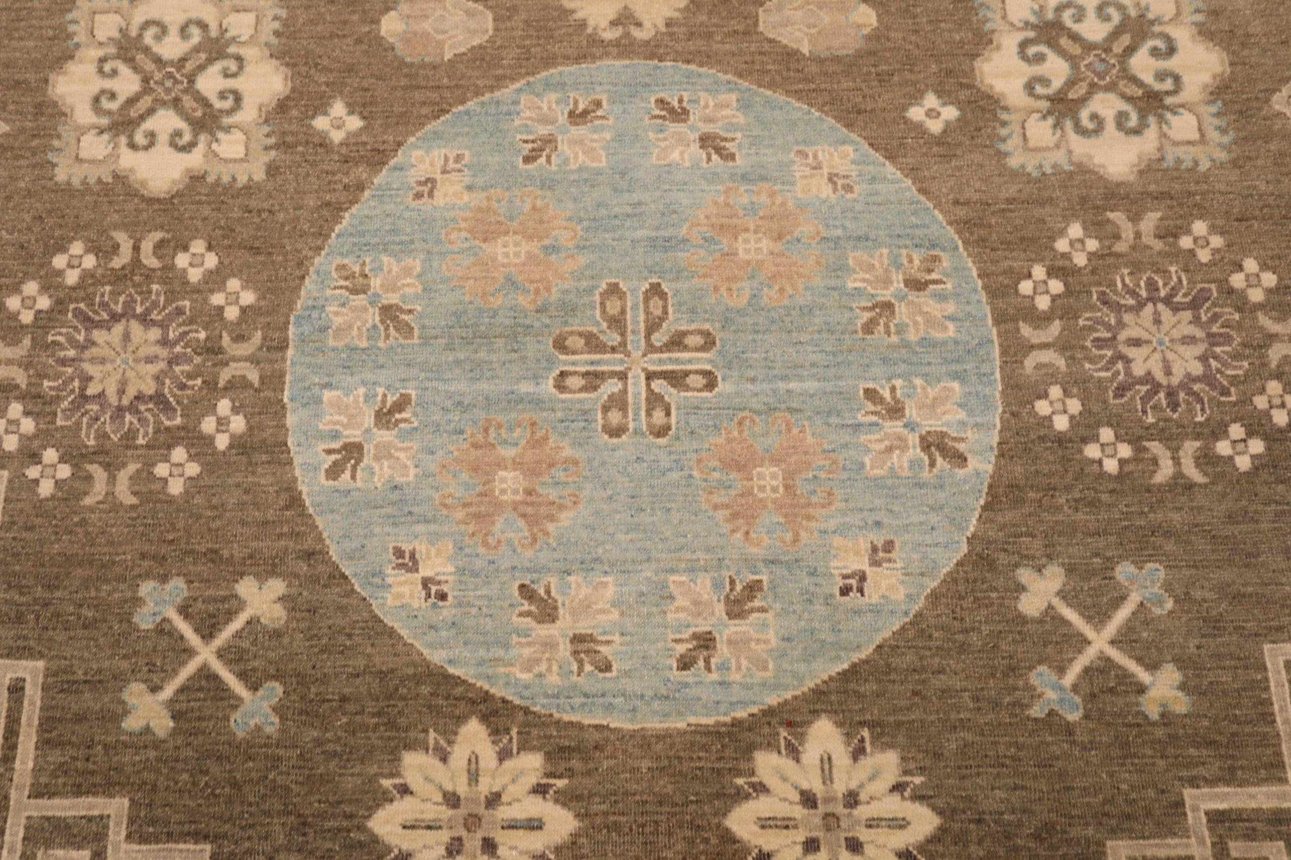 Tappeto Afghanistan Khotan - Lana Blu Marrone Avorio - 93391 In condizioni ottime in vendita a Dallas, TX