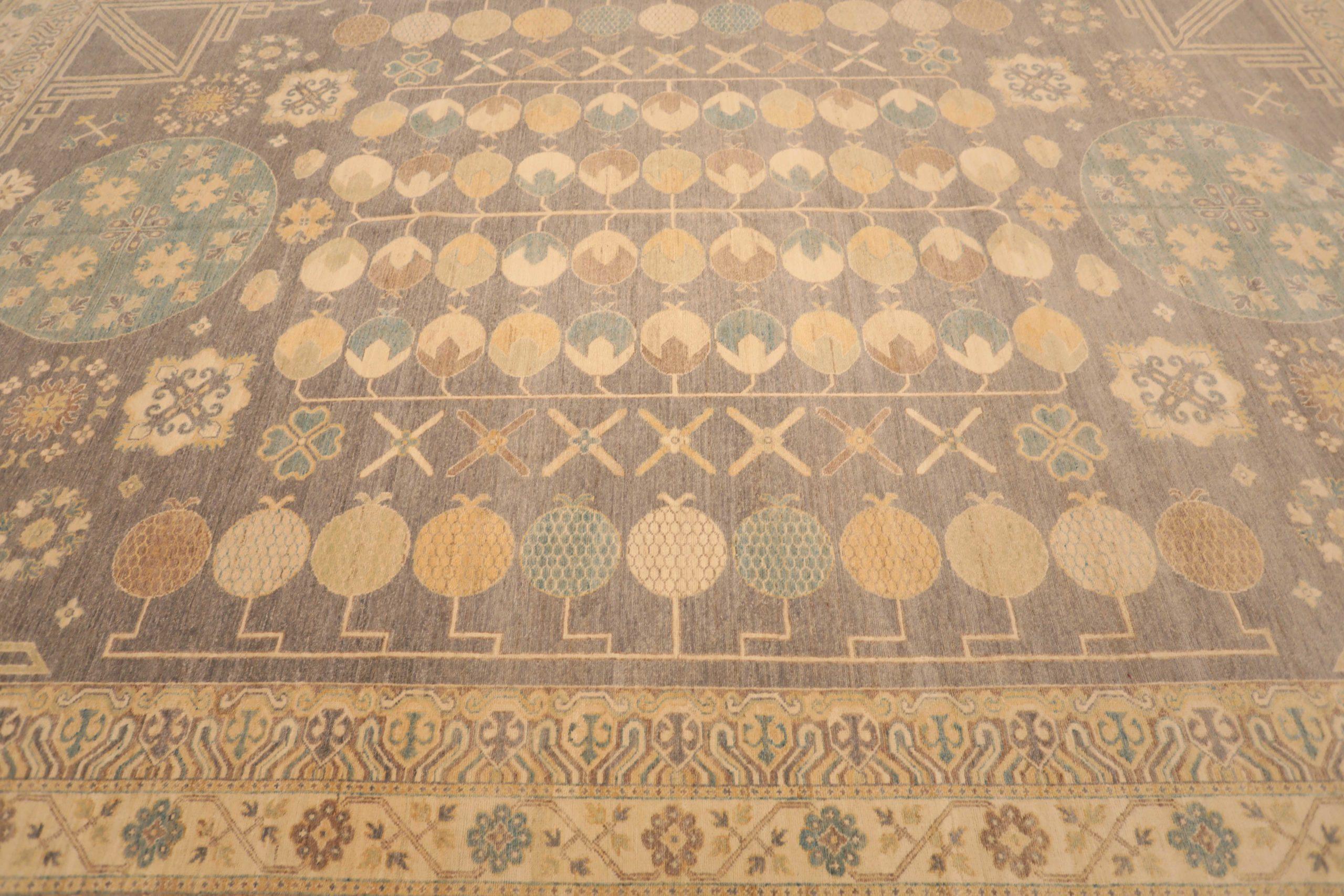 XX secolo Tappeto Afghanistan Khotan - Lana Blu Avorio Purpel - 93389 in vendita