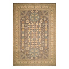 Afghanistan Khotan Over Size-Teppich - Wolle Blau Elfenbein Purpel - 93389