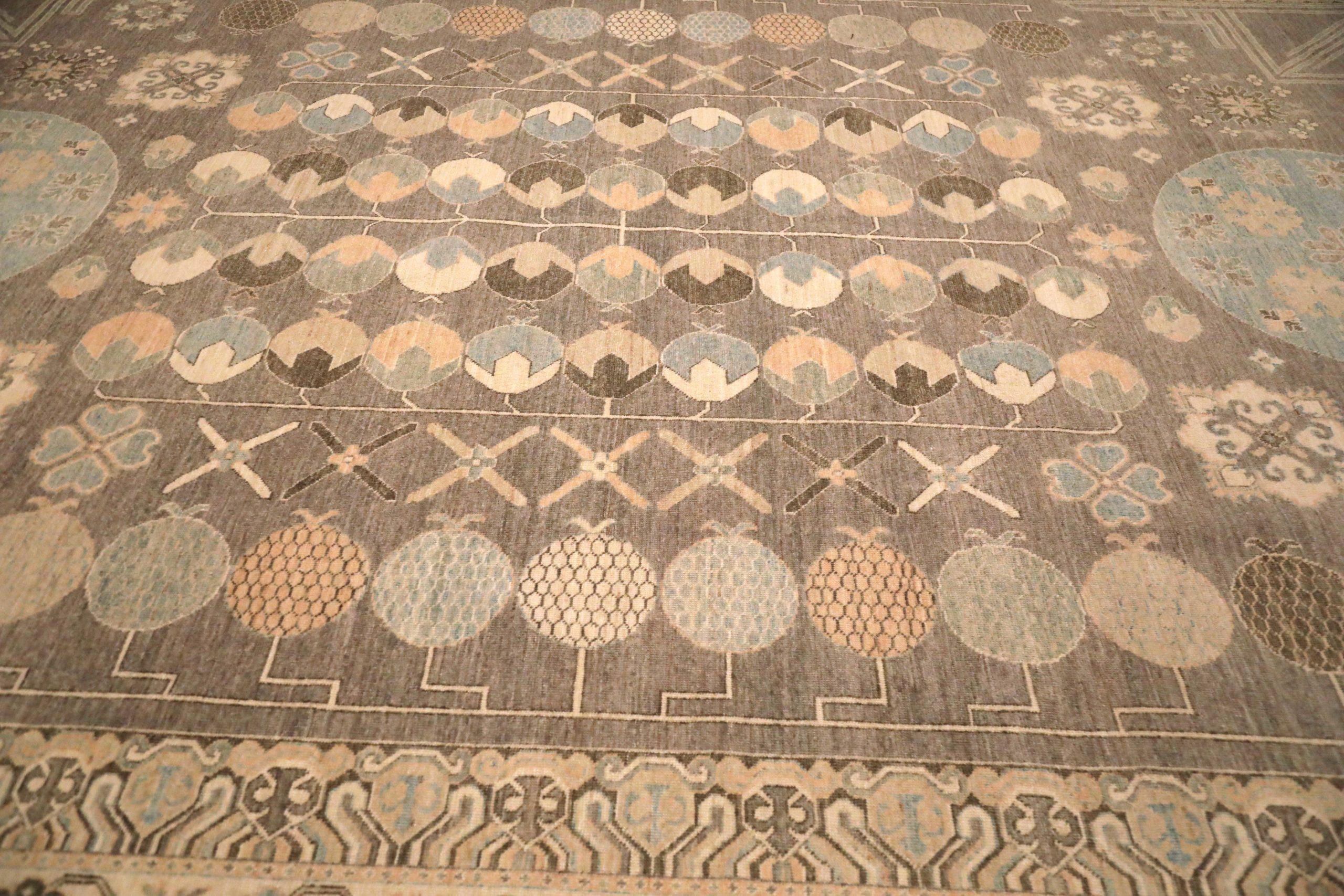 Afghanistan Khotan Over Size Teppich - Wolle Braun Elfenbein Design - 93638 im Zustand „Hervorragend“ im Angebot in Dallas, TX