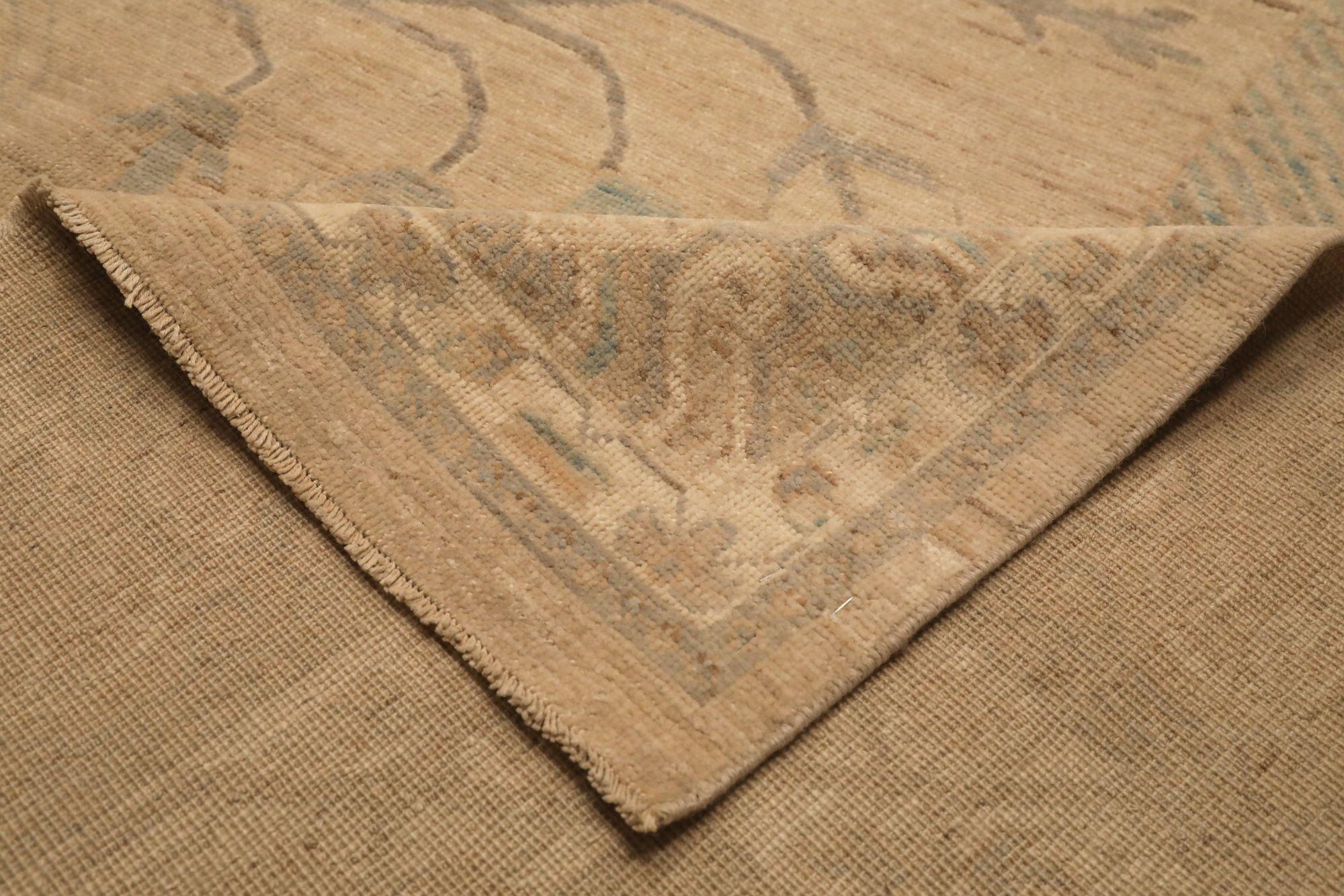 Afghanistan Khotan Over Size-Teppich - Wolle Elfenbein Taupe Design - 96638 (Afghanisch) im Angebot