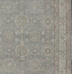 Afghanistan Khotan Rug with All-Over Geometric Pattern in Gray, Cream, and Tan