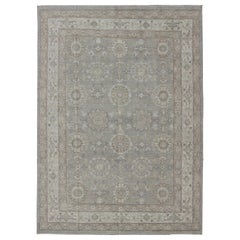 Afghanistan Khotan Rug with All-Over Geometric Pattern in Gray, Cream, and Tan