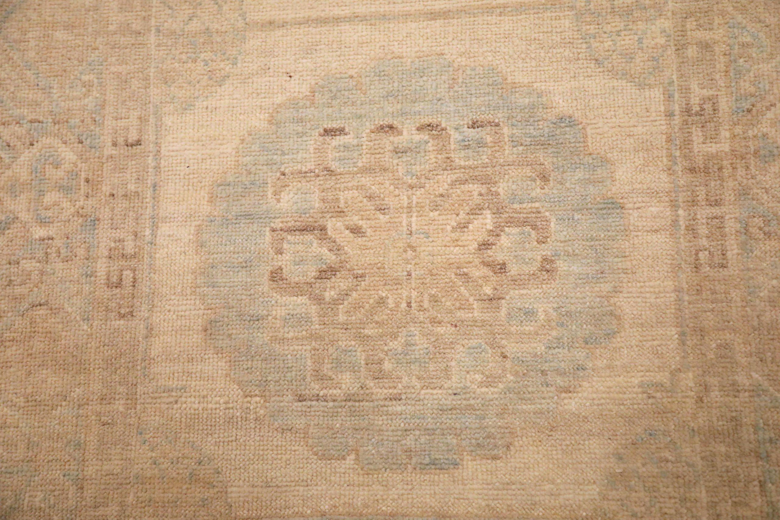 Alfombra Corredera Afgana Khotan - Lana Azul Diseño Marfil - 93662 Anudado a mano en venta