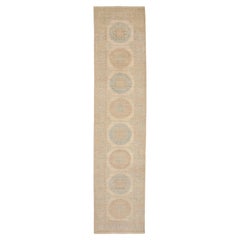 Alfombra Corredera Afgana Khotan - Lana Azul Diseño Marfil - 93662