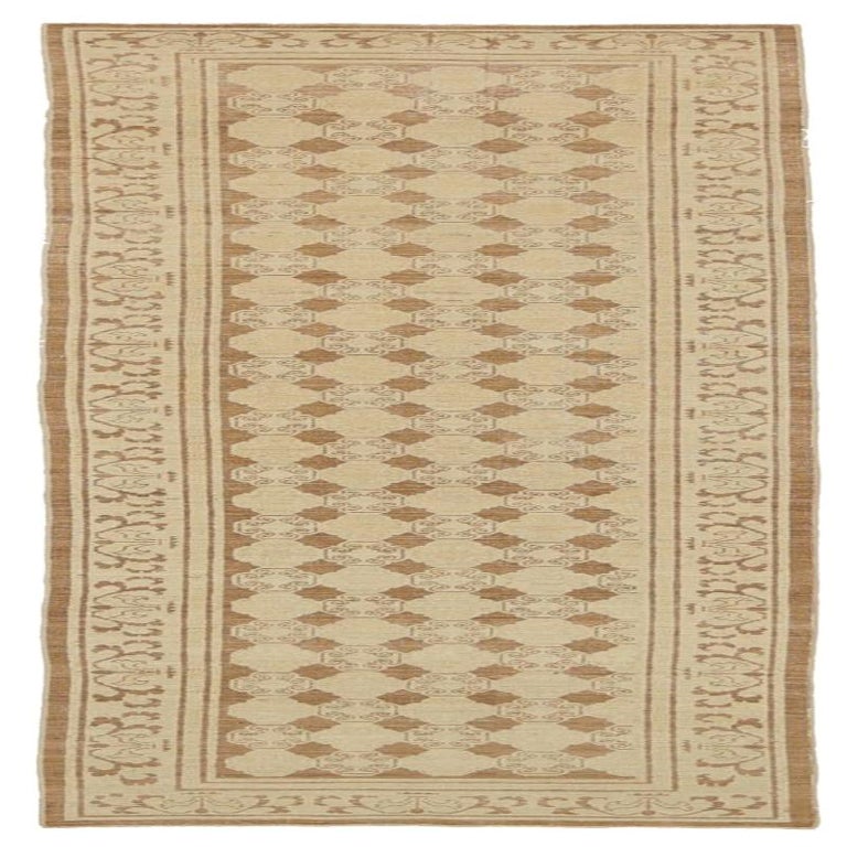 Tapis de course Afghanistan Khotan - Laine Brown Ivory Design - 92063