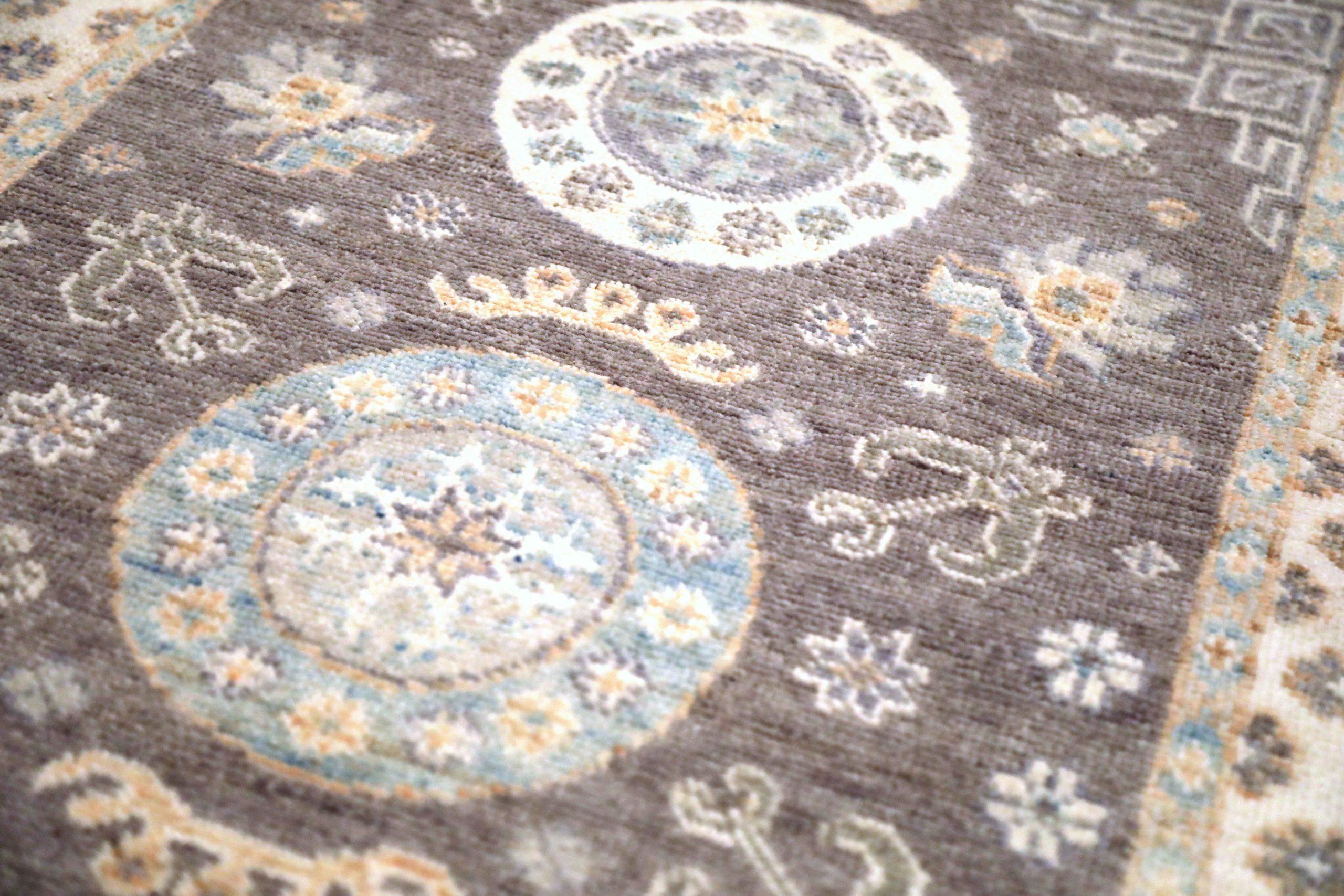Afghanistan Khotan Läufer Teppich - Wolle Braun Elfenbein Design - 93667 (Afghanisch) im Angebot