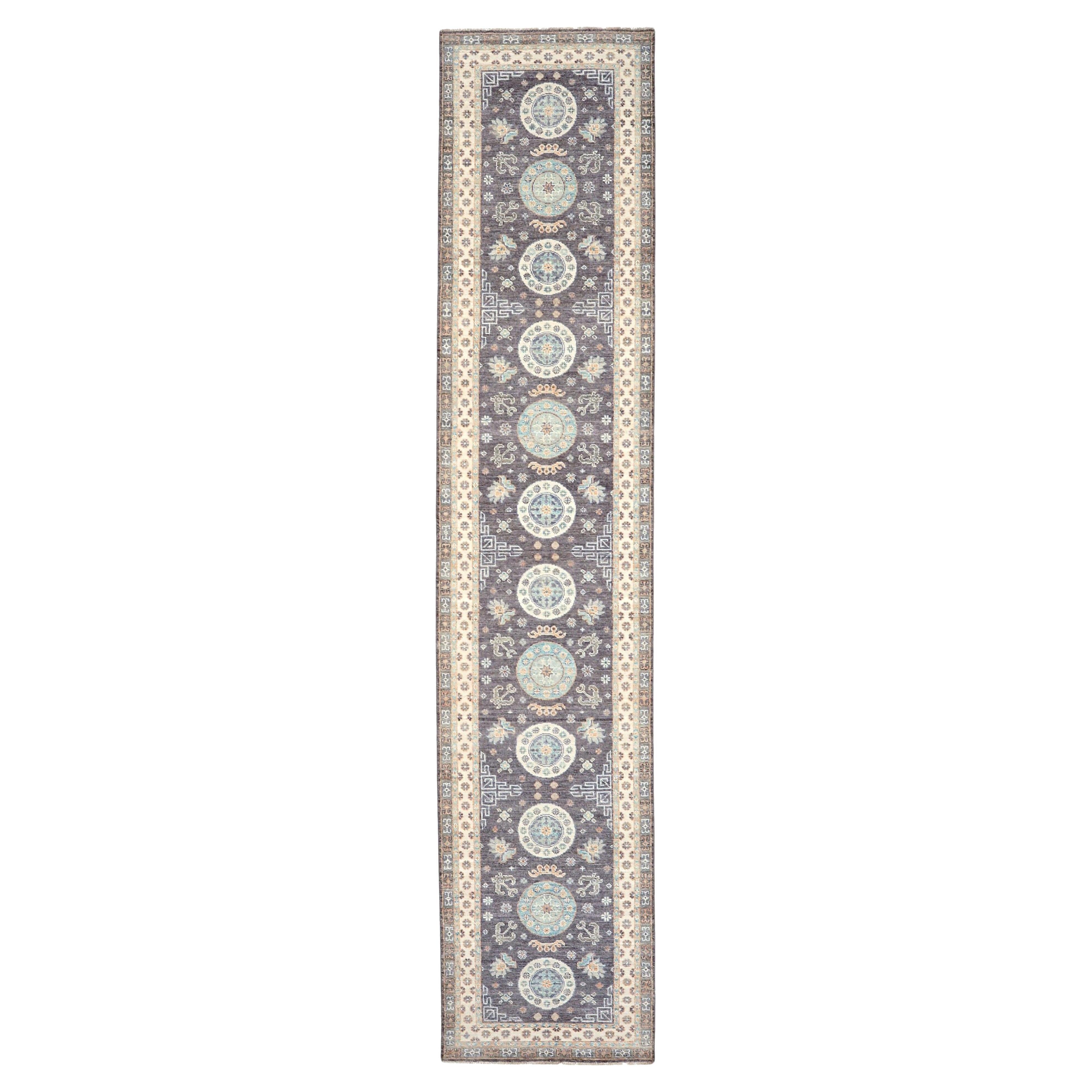 Afghanistan Khotan Läufer Teppich - Wolle Braun Elfenbein Purpel - 93661