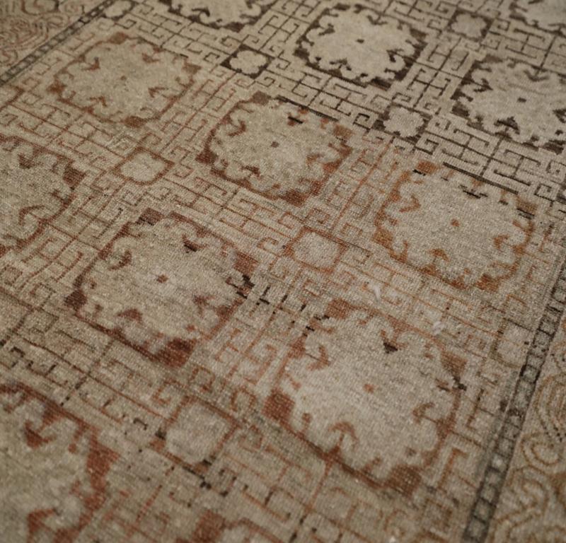Tribale Tappeto Afghanistan Khotan Small Design - Marrone Avorio - 92065 in vendita