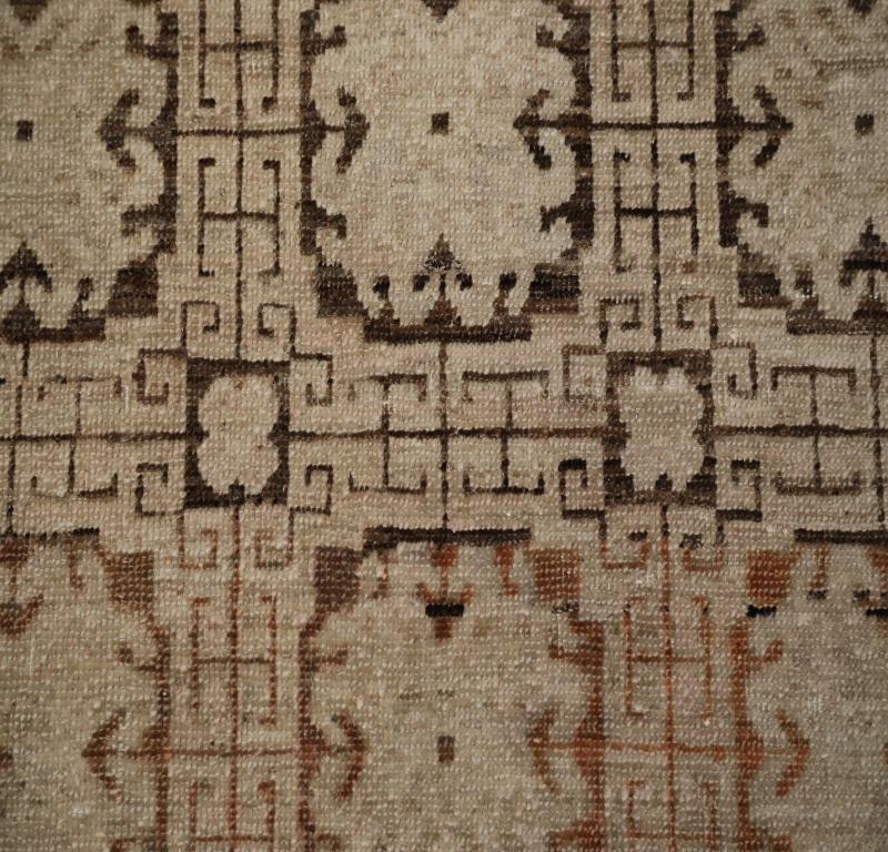 Annodato a mano Tappeto Afghanistan Khotan Small Design - Marrone Avorio - 92065 in vendita