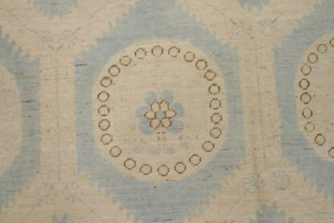 Afghan Petit tapis Khotan en laine bleu ivoire - 92048 en vente