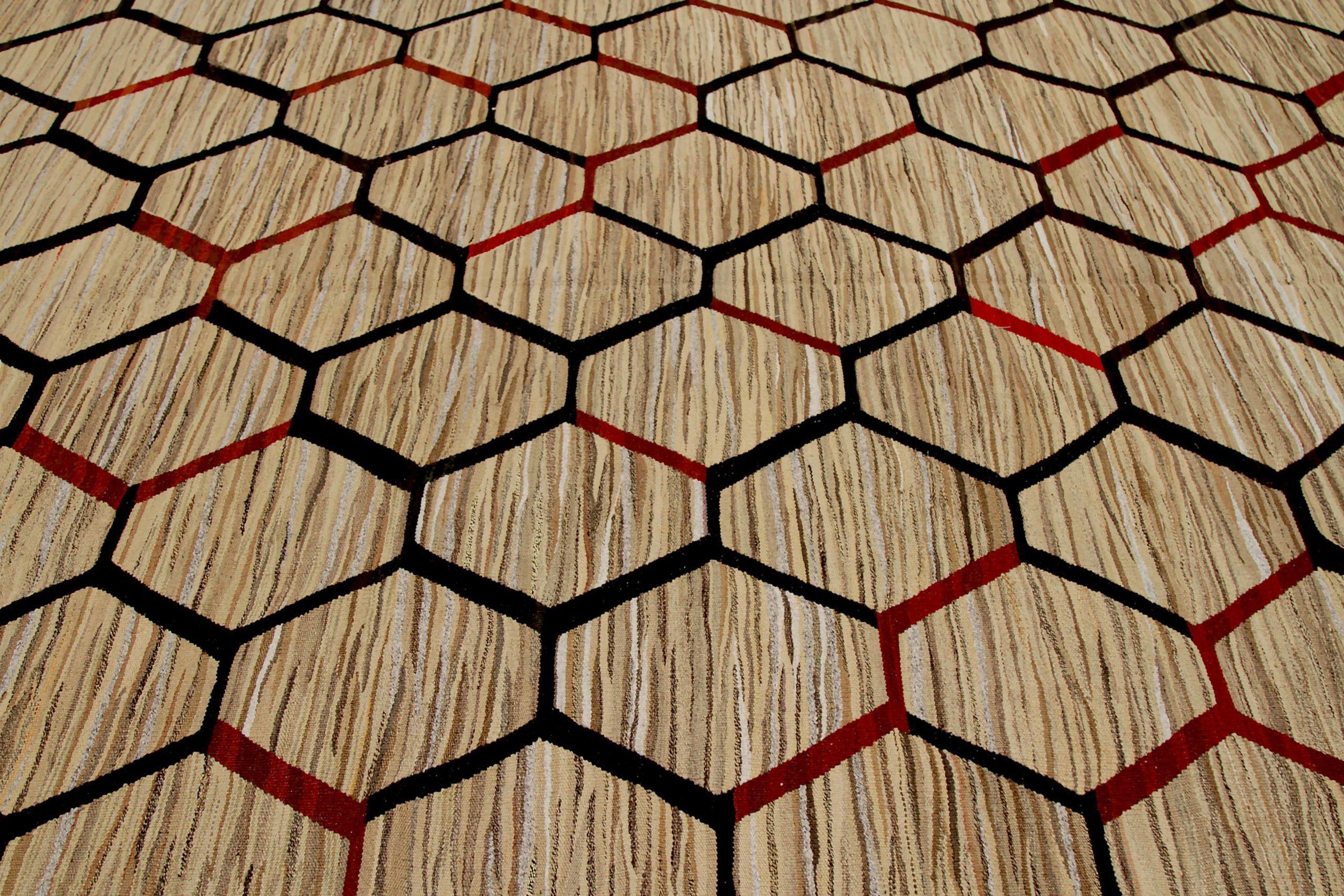 Tribal Afghanistan Rugs Kilim Circa 1990 - Laine Noir Brown Red Design - 92108 en vente