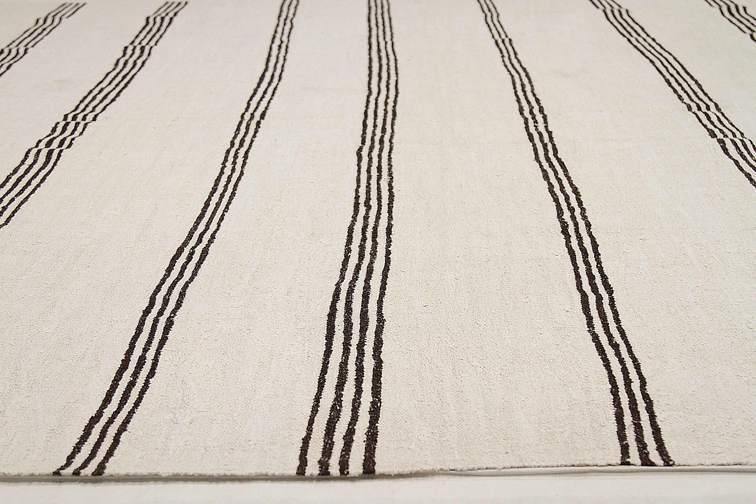 Afghanistan-Kelim-Teppiche Circa 1990 - Wolle Schwarz Elfenbein Design - 92501 (Afghanisch) im Angebot