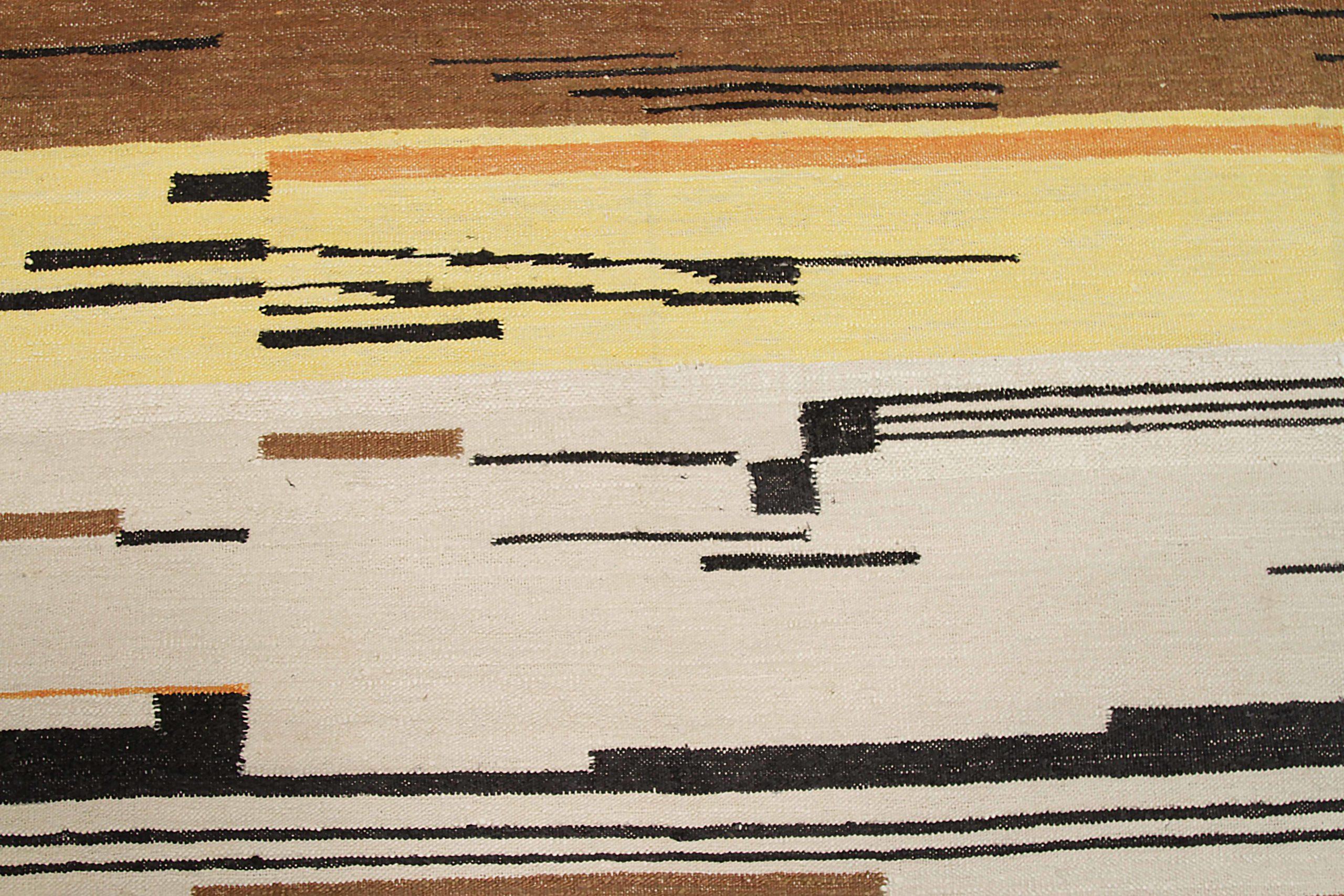 Afghanistan Kilim Area Rugs Circa 1990 - Wolle Schwarz Elfenbein Orange Gelb - 92092 im Zustand „Hervorragend“ im Angebot in Dallas, TX