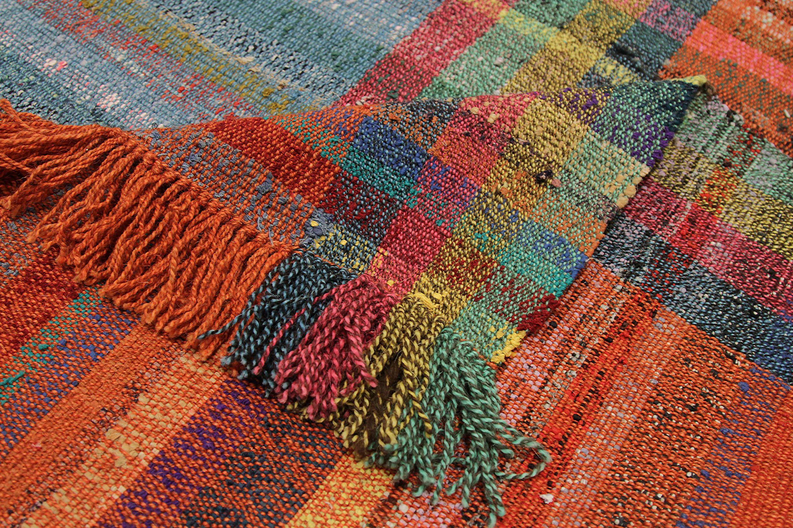 Laine Tapis Kilim d'Afghanistan datant d'environ 1990, motif en laine bleu vert rouge - 90016 en vente