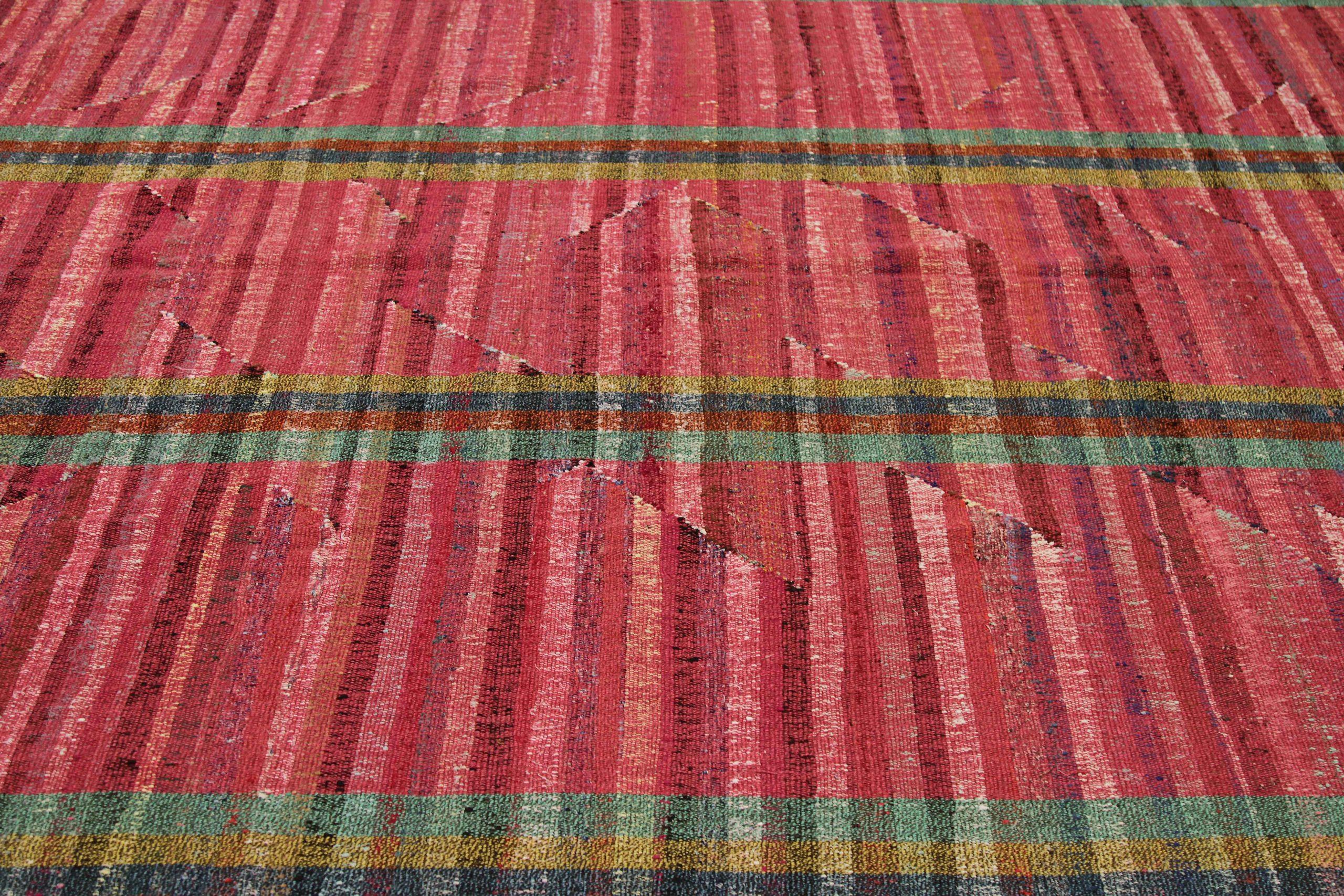 Afghanistan Kilim Area Rugs Circa 1990 - Wool Blue Green Red Design - 90018 In Excellent Condition For Sale In Dallas, TX