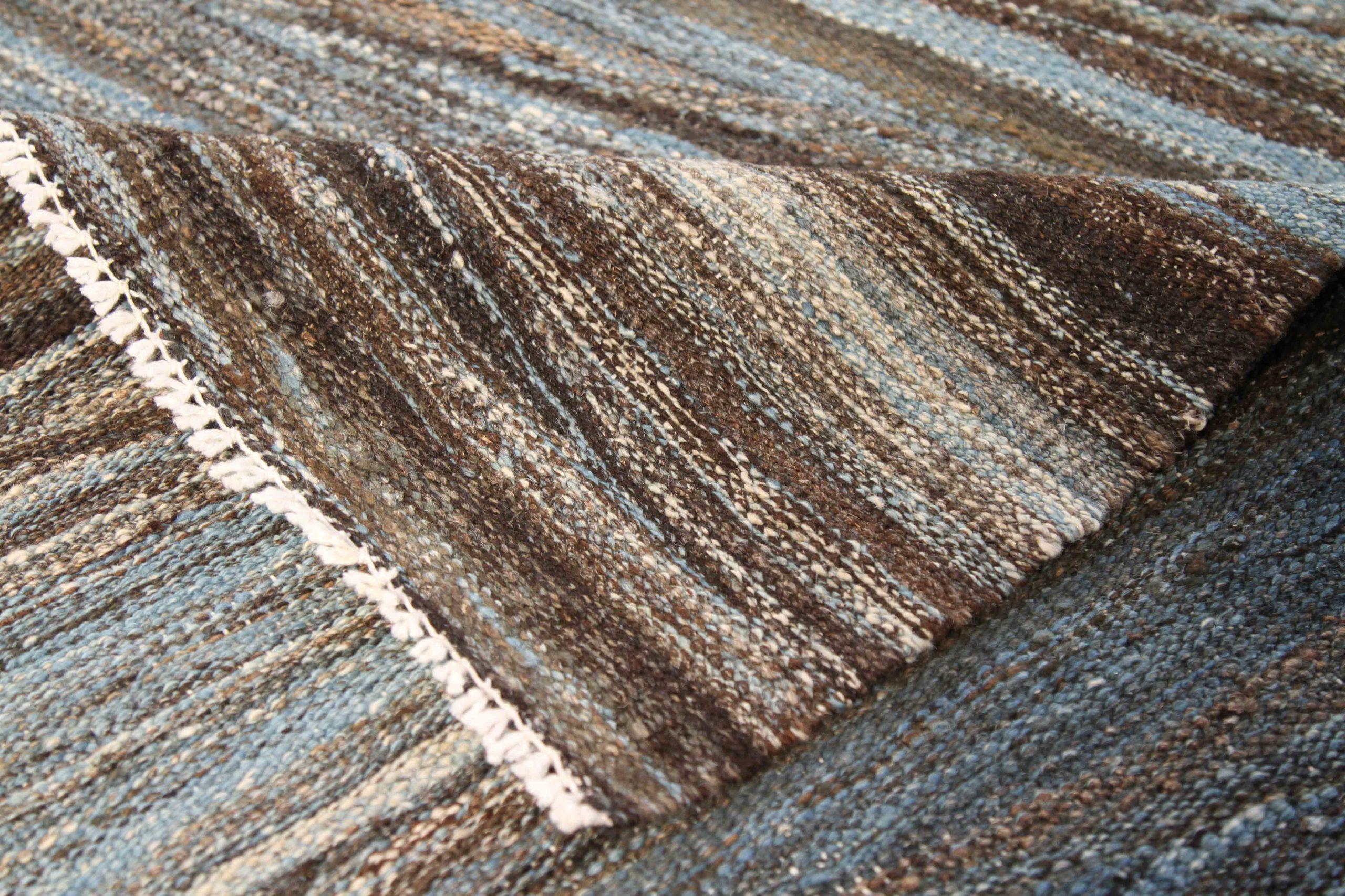 Tappeti Kilim Afghanistan Circa 1990 - Lana Blu Marrone Avorio 70701 In condizioni ottime in vendita a Dallas, TX