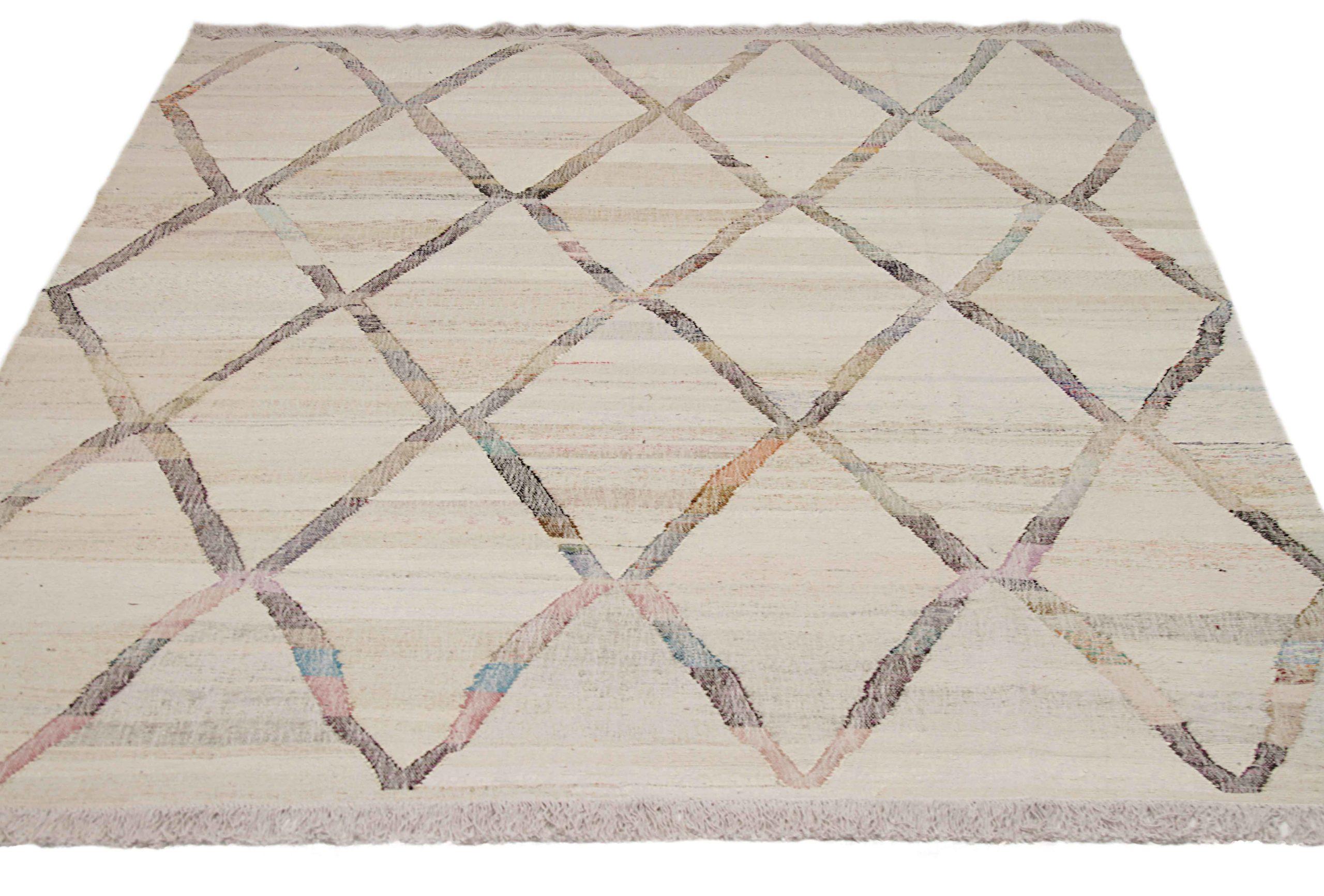 Discover the elegance of Afghanistan Kilim featuring Area Rugs in Circa 1990. Designed with Wool and BrownIvory, this exclusive design is perfect for enhancing your space.