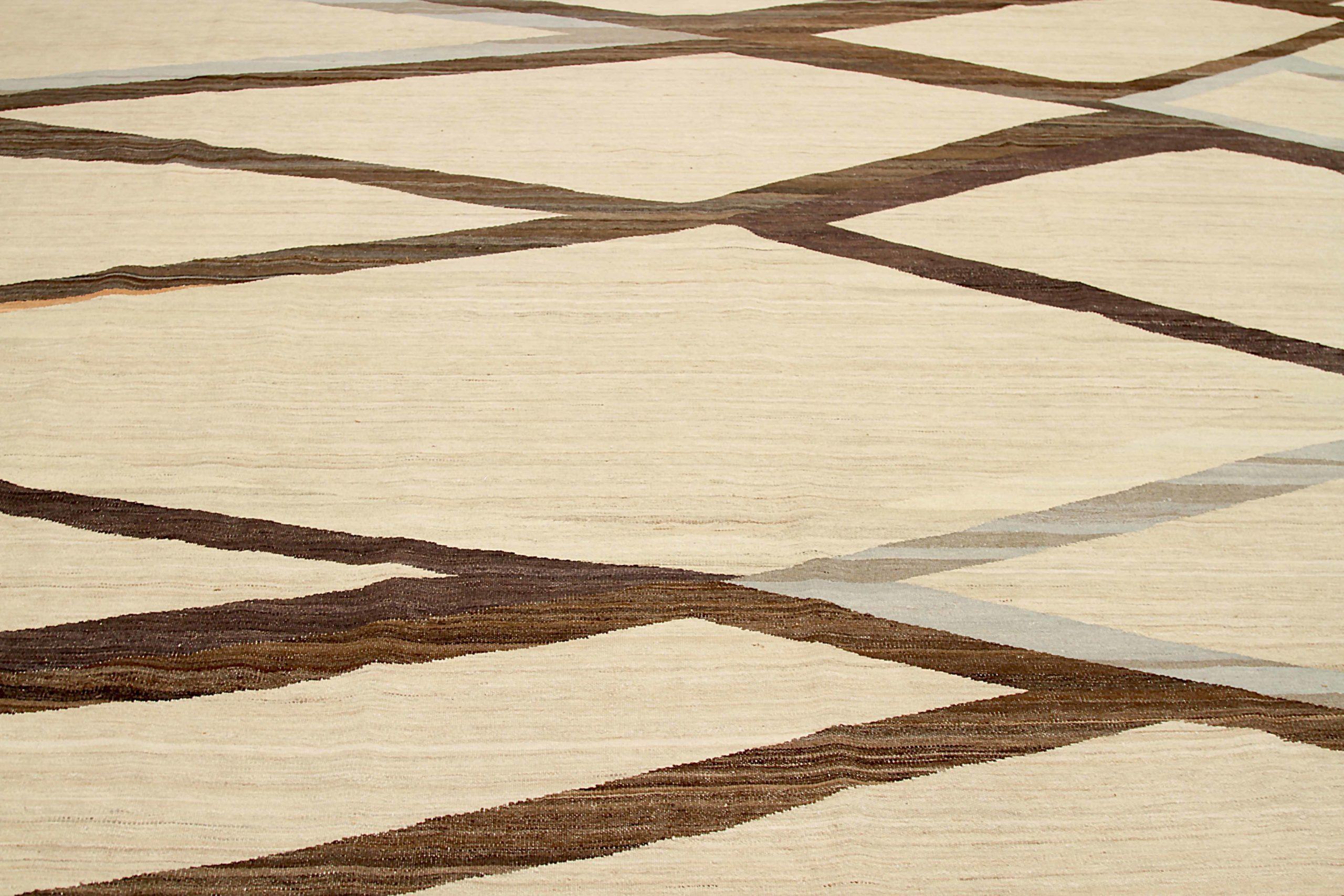 Afganistán Alfombras Kilim Circa 1990 - Lana Marrón Marfil Naranja Amarillo - 92091 Tribal en venta