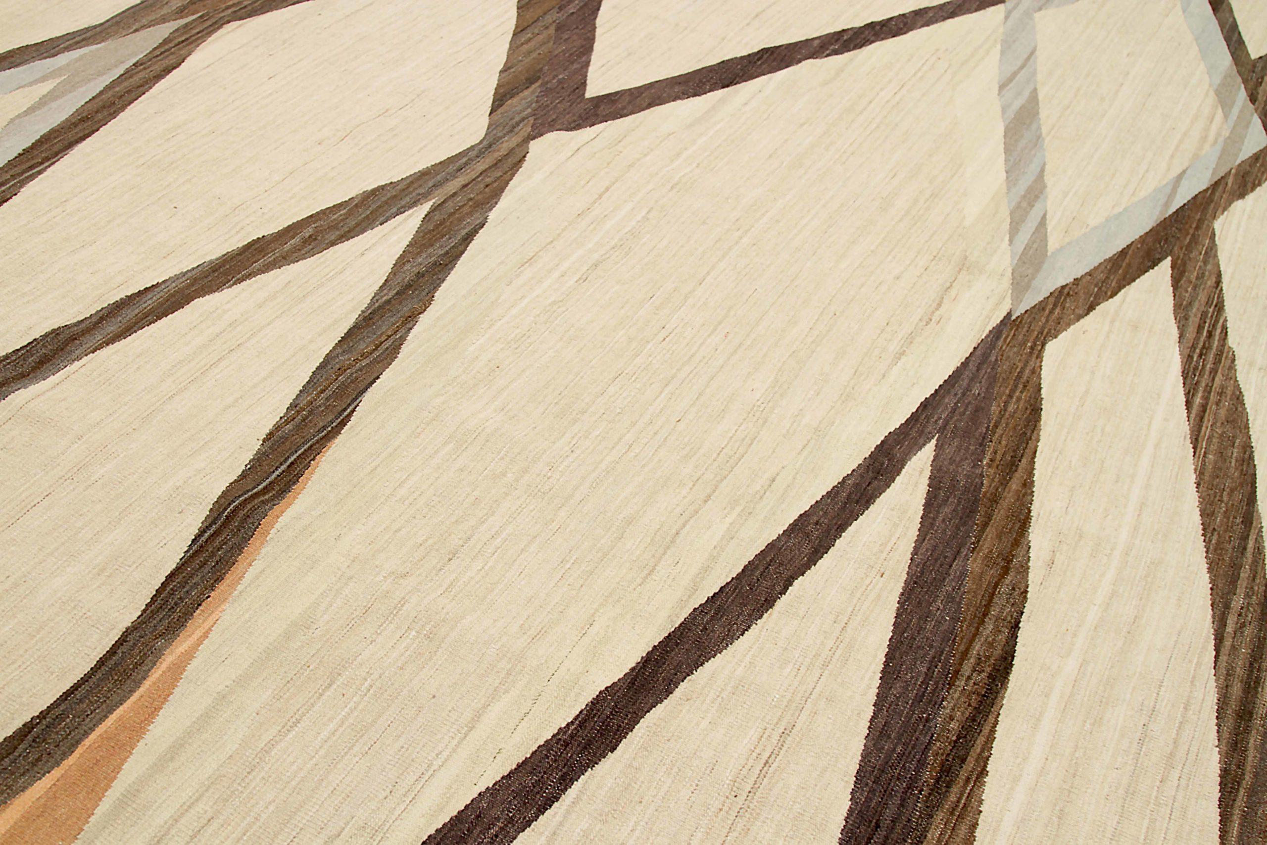 Afganistán Alfombras Kilim Circa 1990 - Lana Marrón Marfil Naranja Amarillo - 92091 Afgano en venta